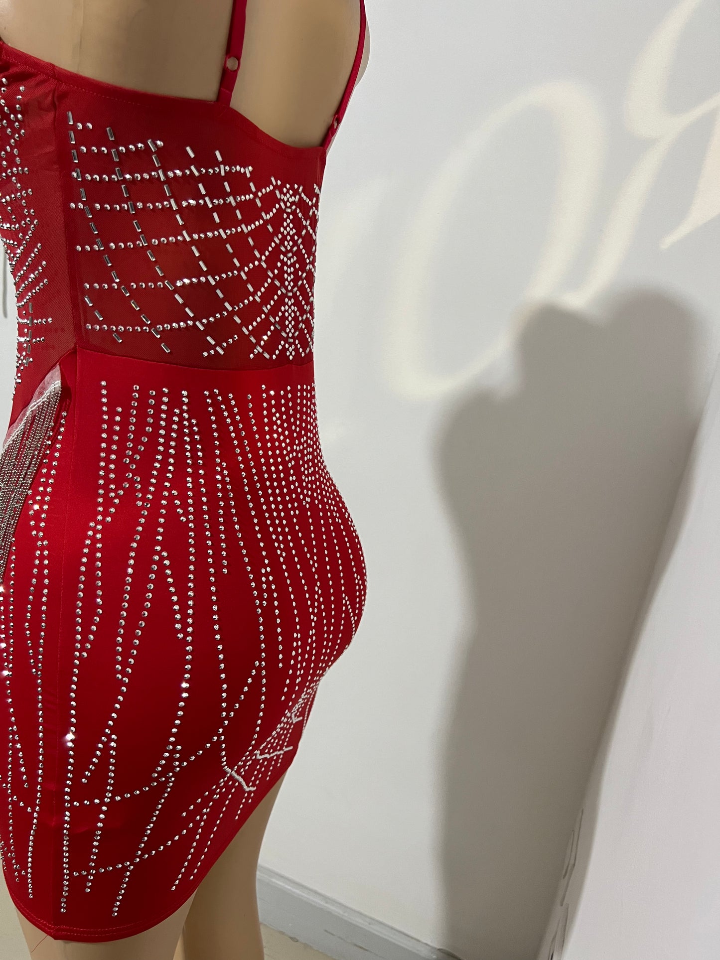 Gianna Fringe Crystal Dress (Red)