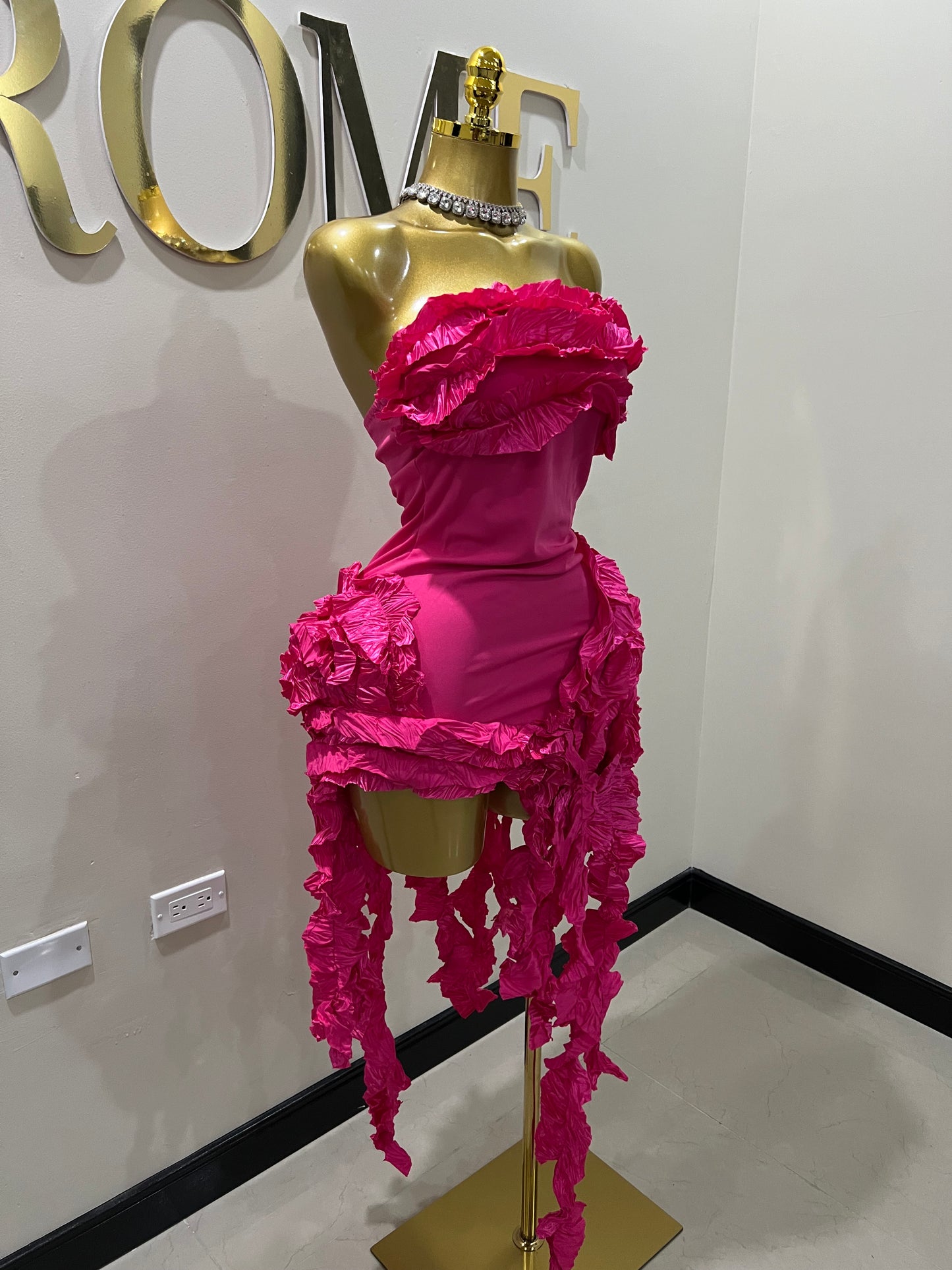 Kate Rouched Mini Dress (Pink)