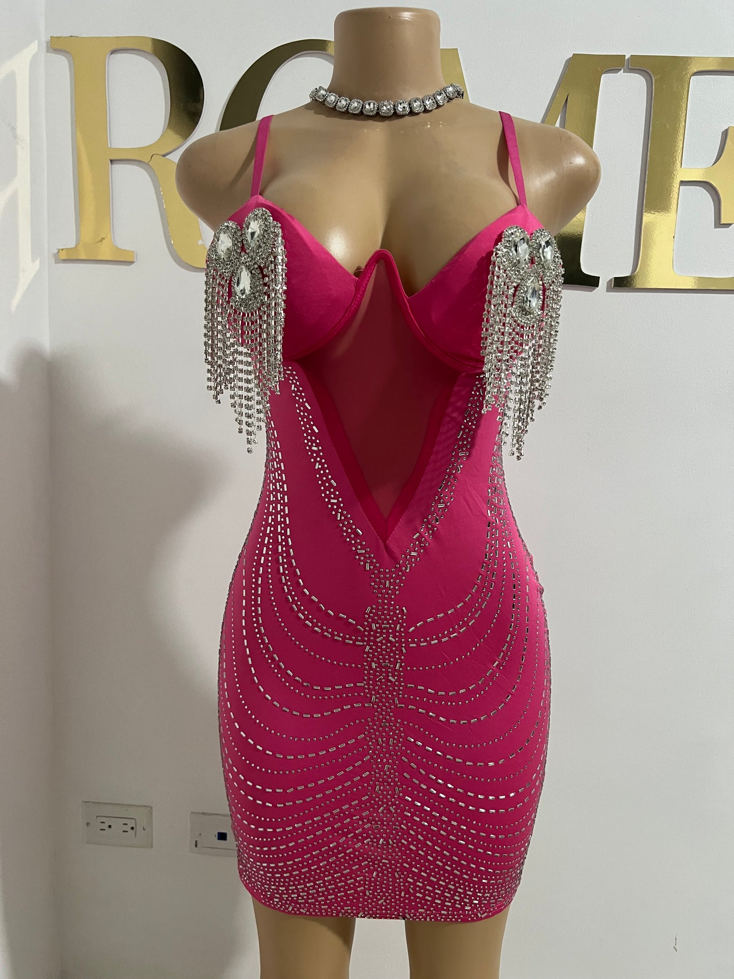 Dazzle Medusa Crystal Dress (Pink)