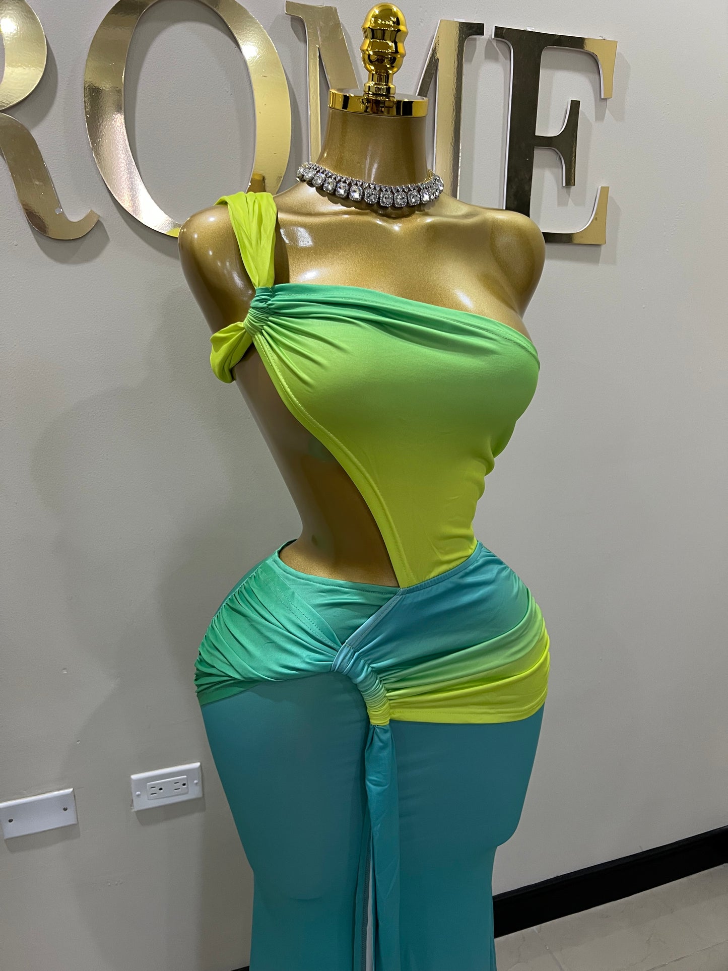 Emma Giselle Multi Dress (Green-Blue)