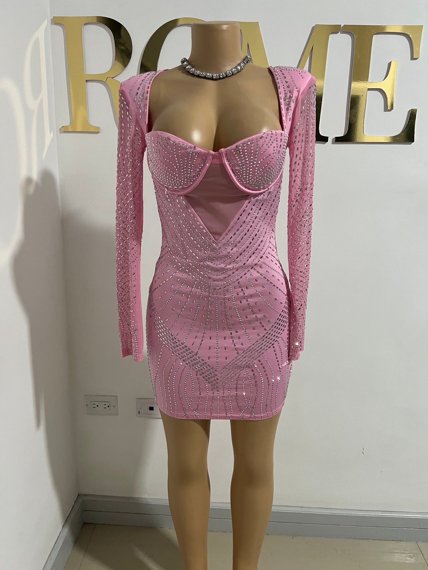 Helix Medusa Crystal Dress (Light-Pink)