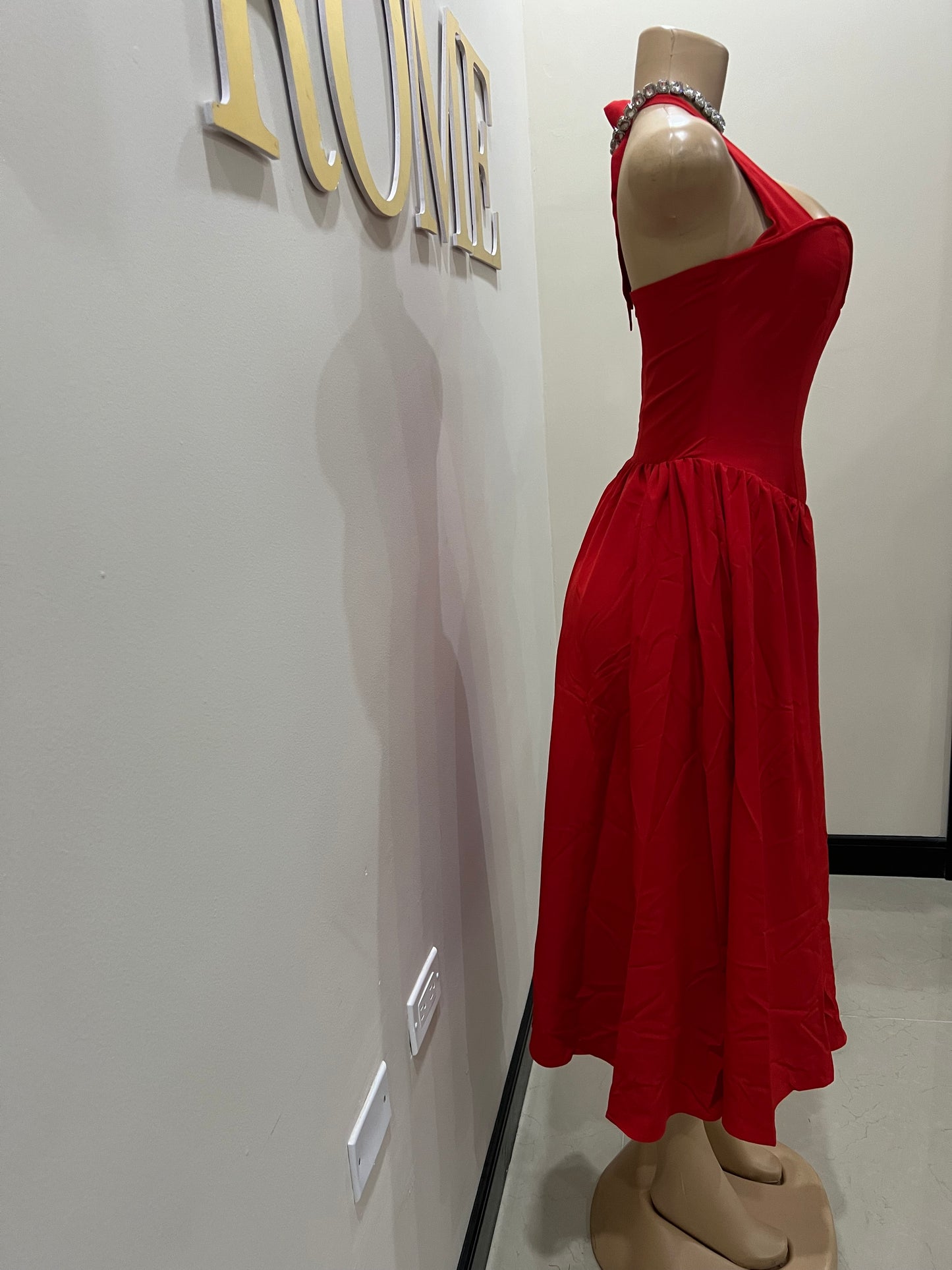 Sweetheart Halter Diana Dress (Red)