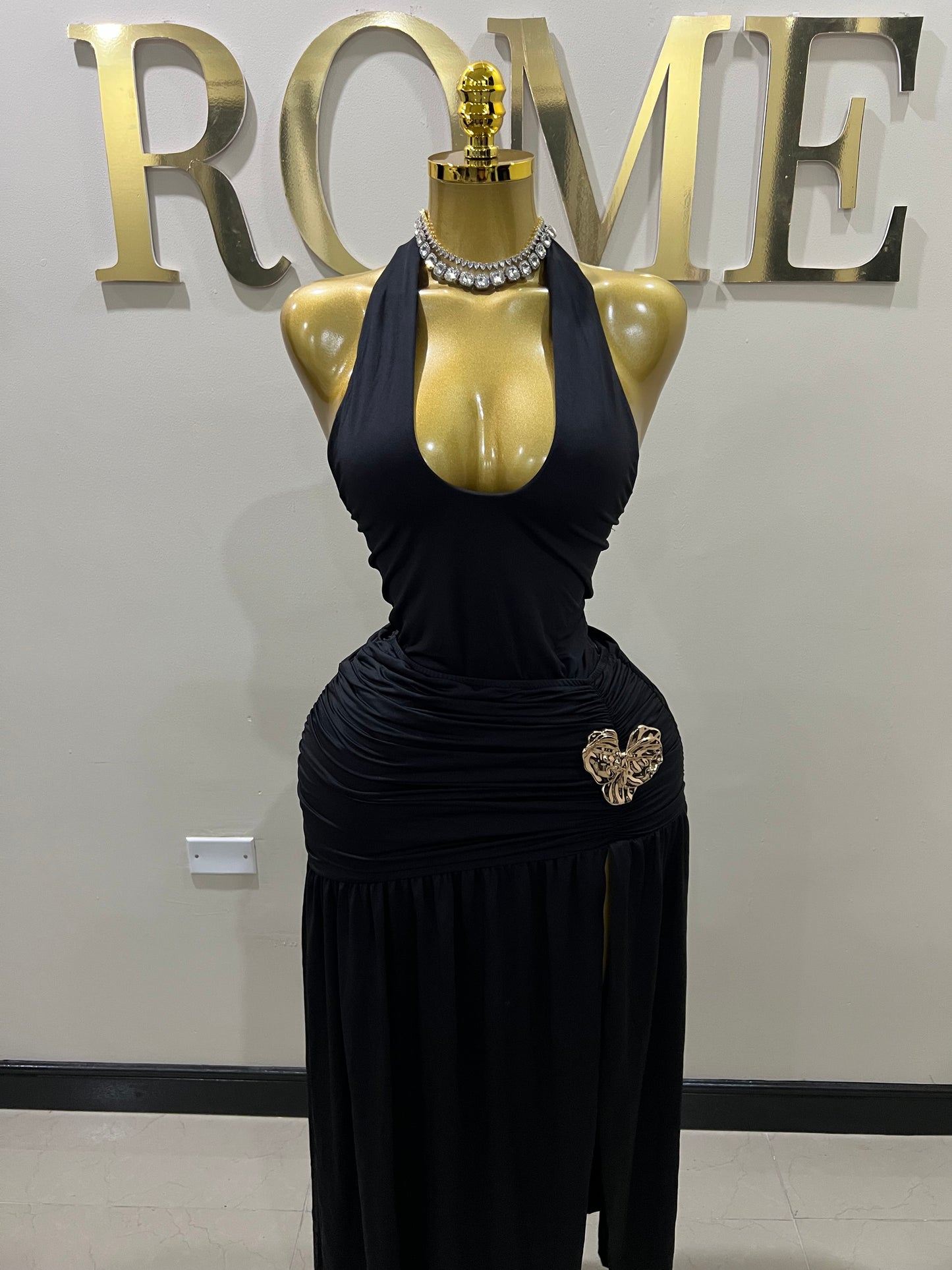 Nara Petal 2 Pcs Bodysuit & Skirt Set (Black)