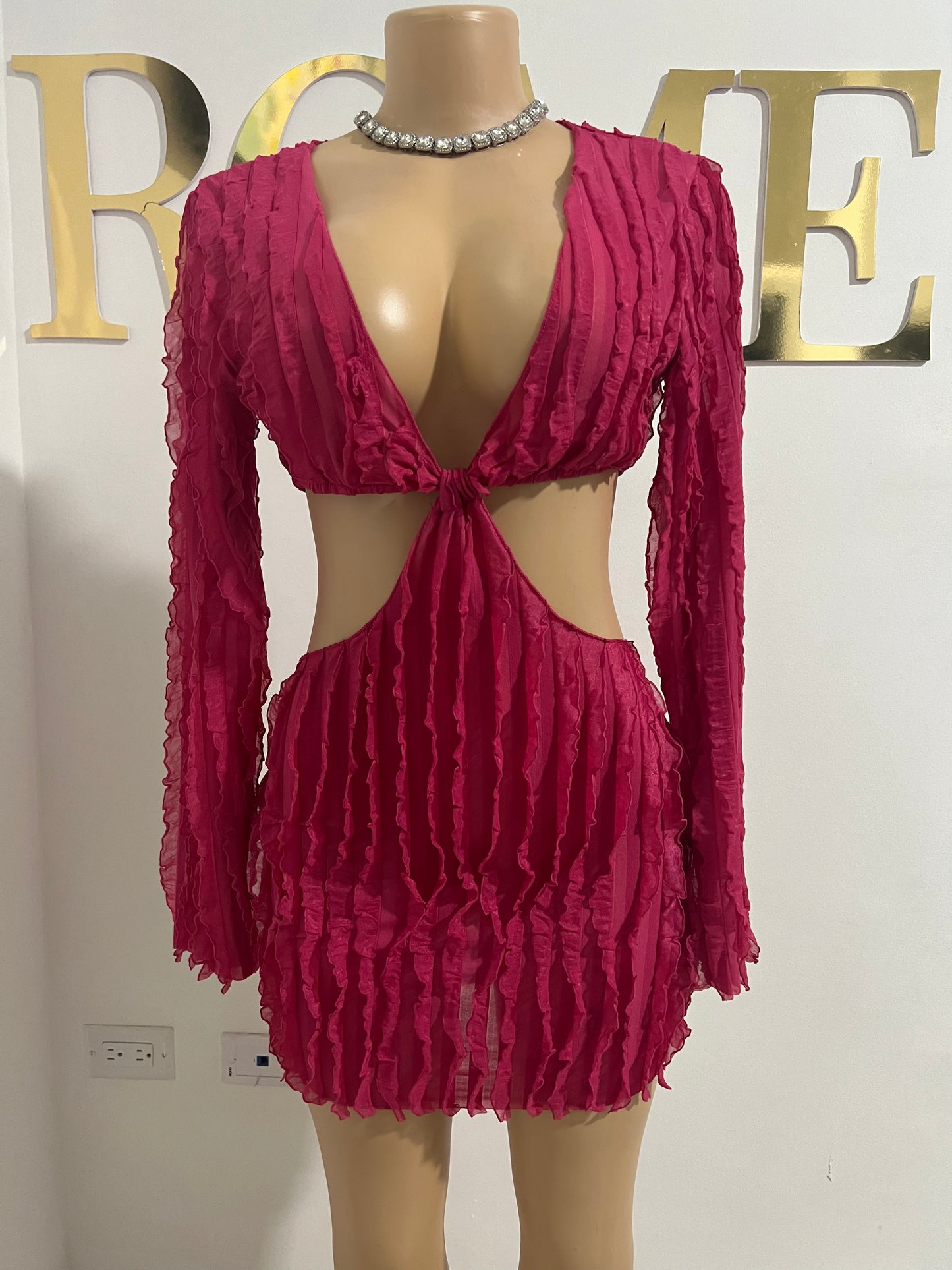 Lily Long Sleeve Mini Dress (Pink)