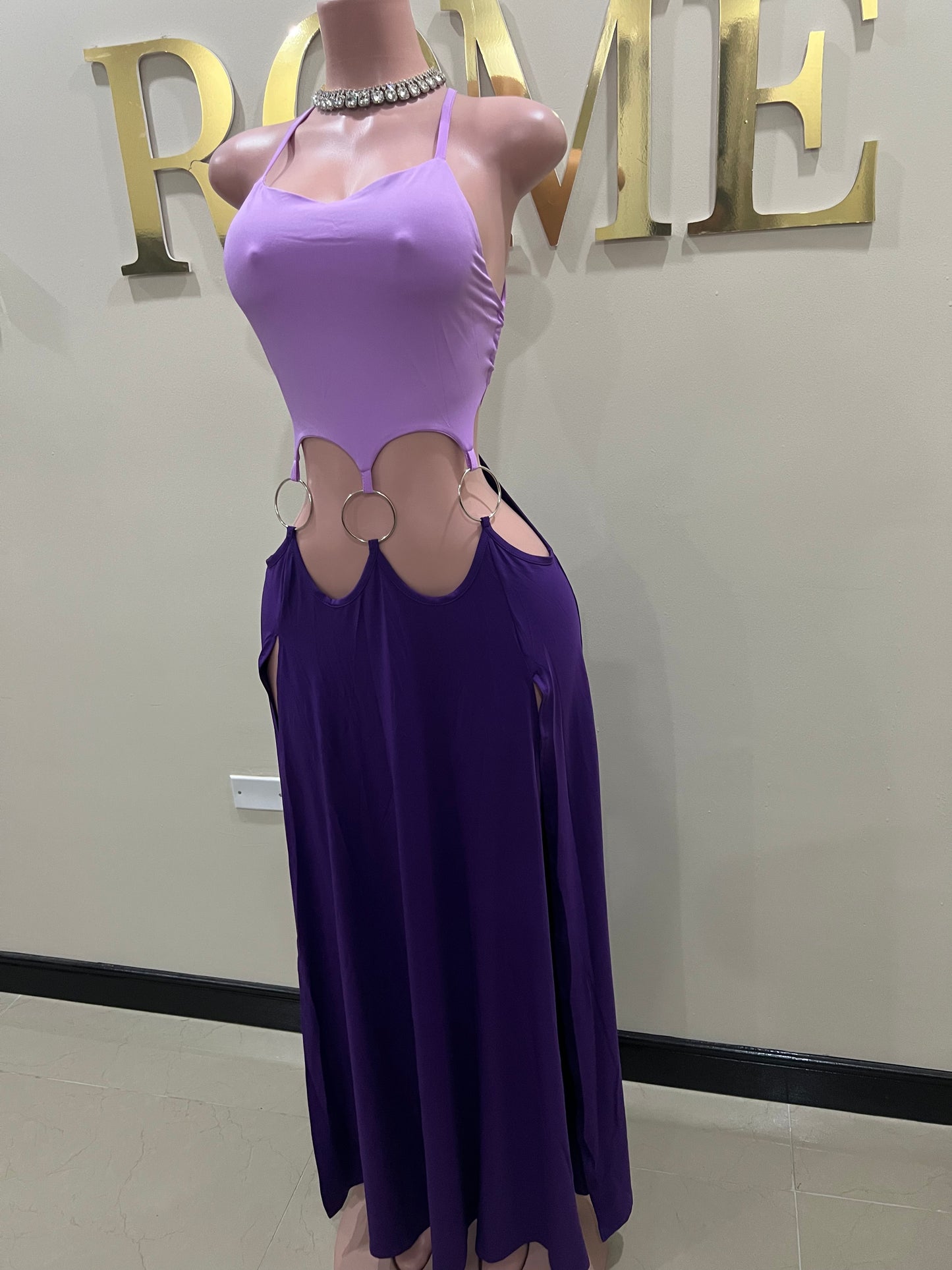 Risa Rings High Spilts Dress (Purple)