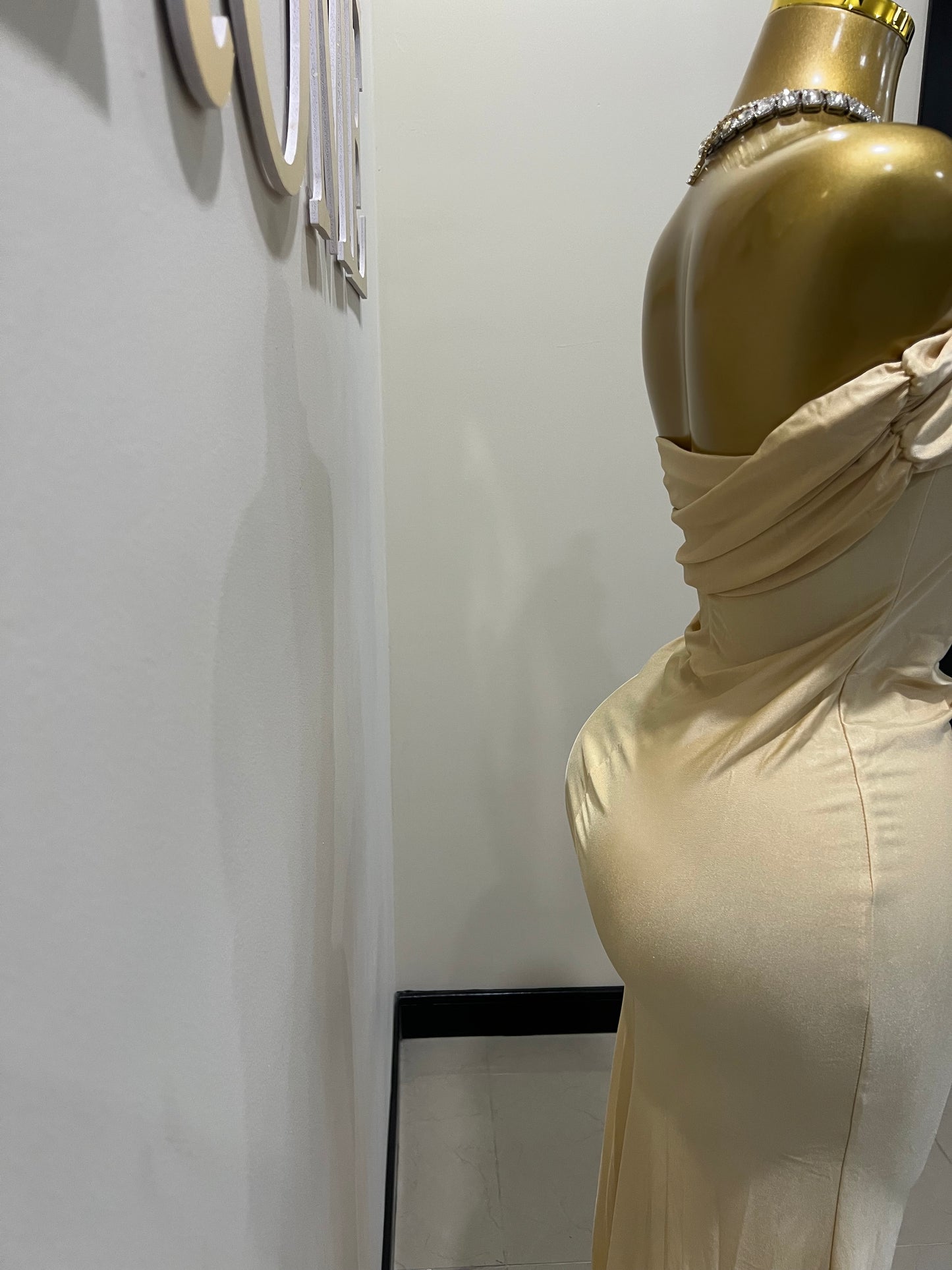 Kerry One Shoulder Dress (Soft Gold)