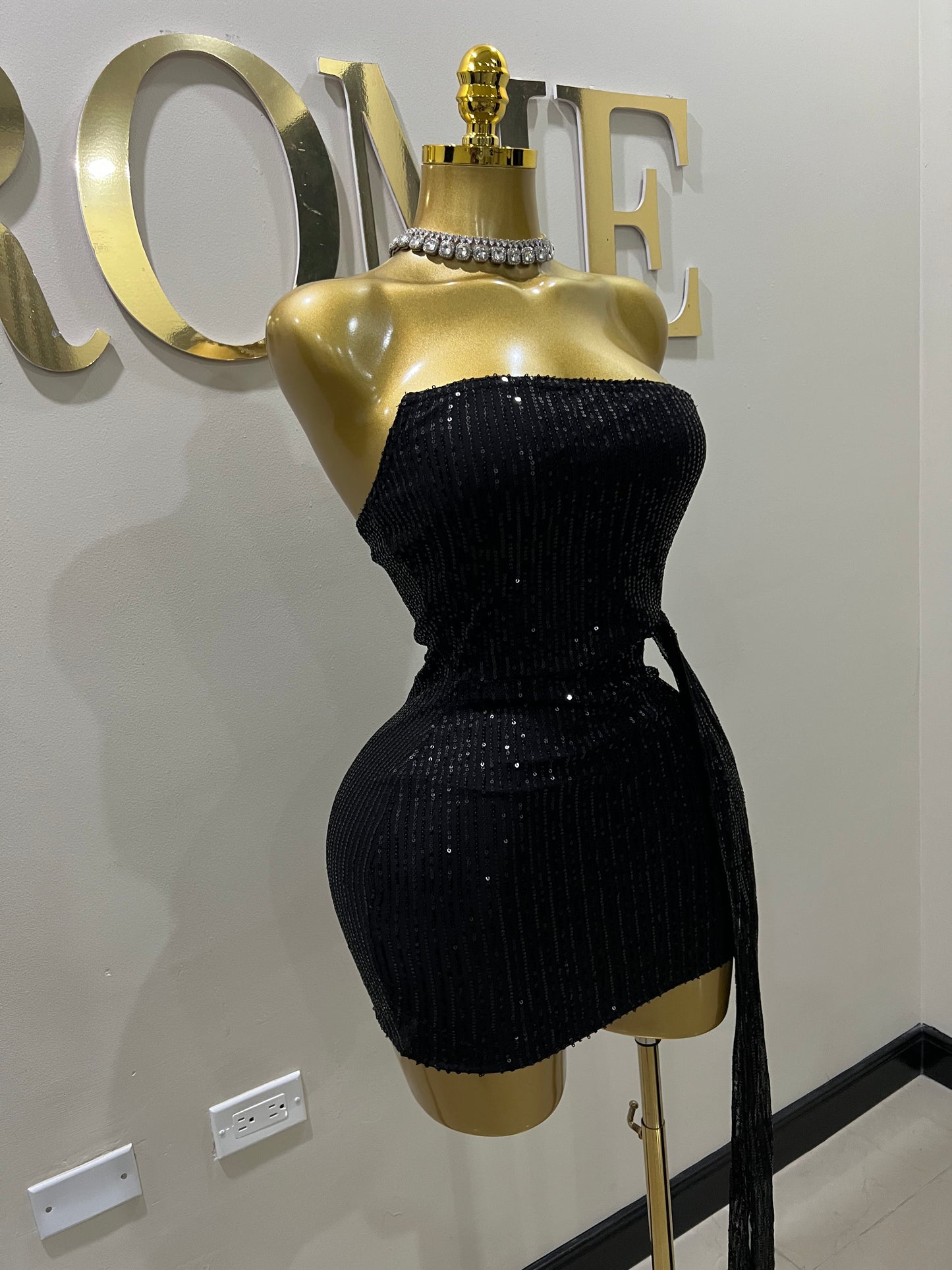 Tara Sequin Dress (Black)