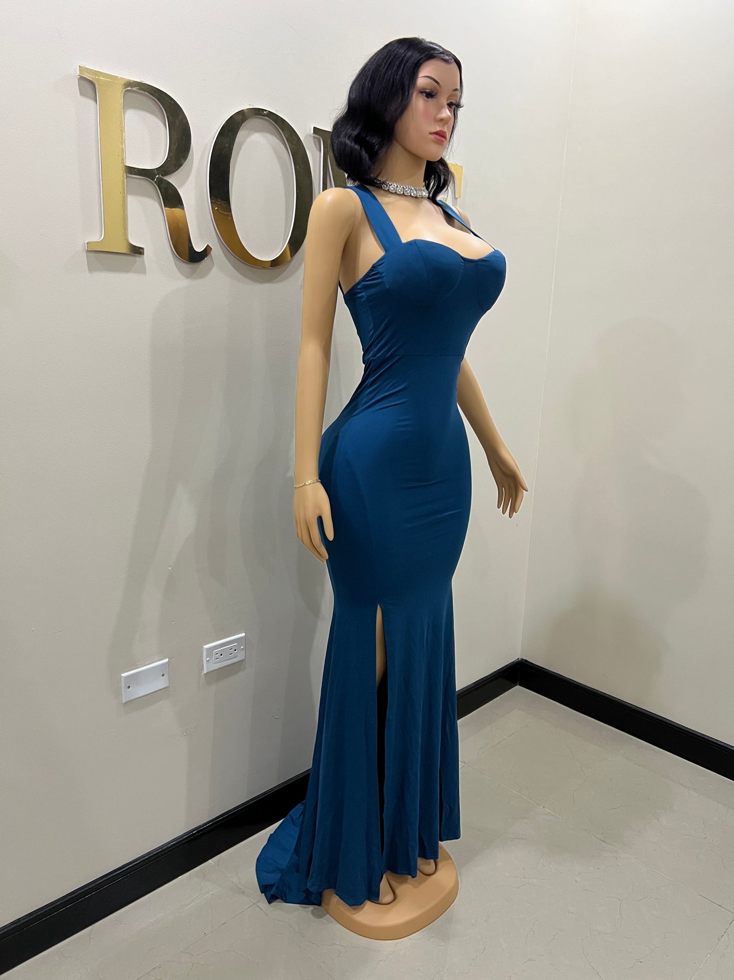 Kerry Ann Train Dress (Blue)