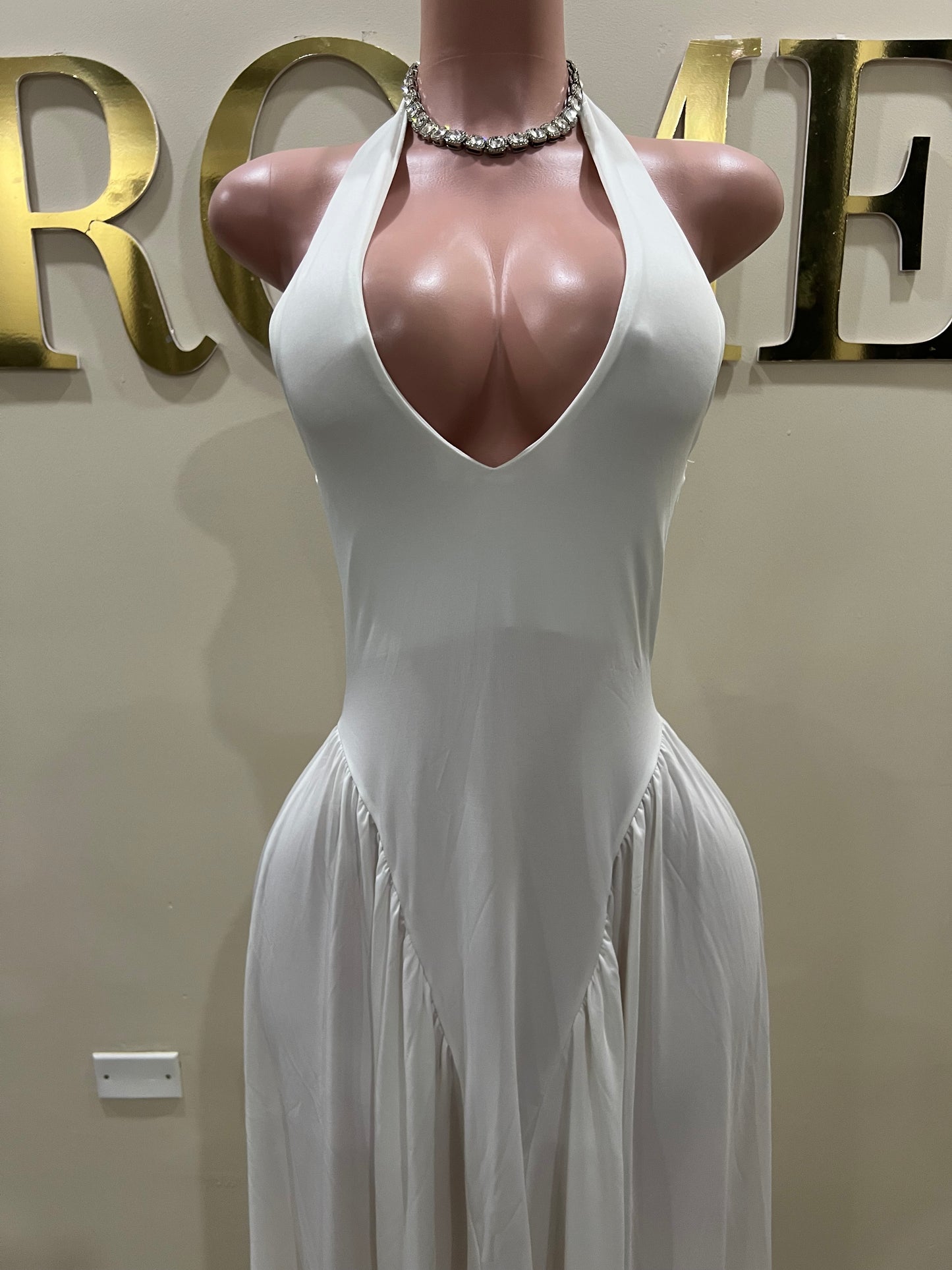 Kim Halter Diana Dress (White)