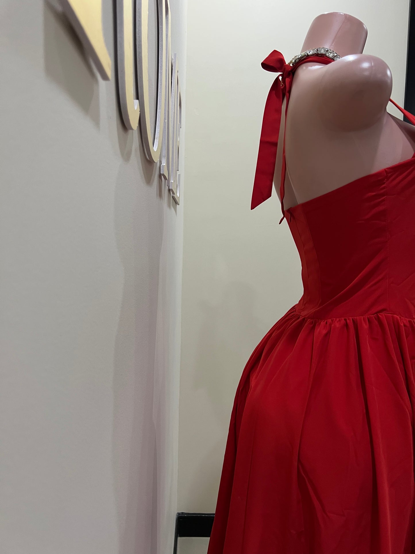 Sweetheart Halter Diana Dress (Red)