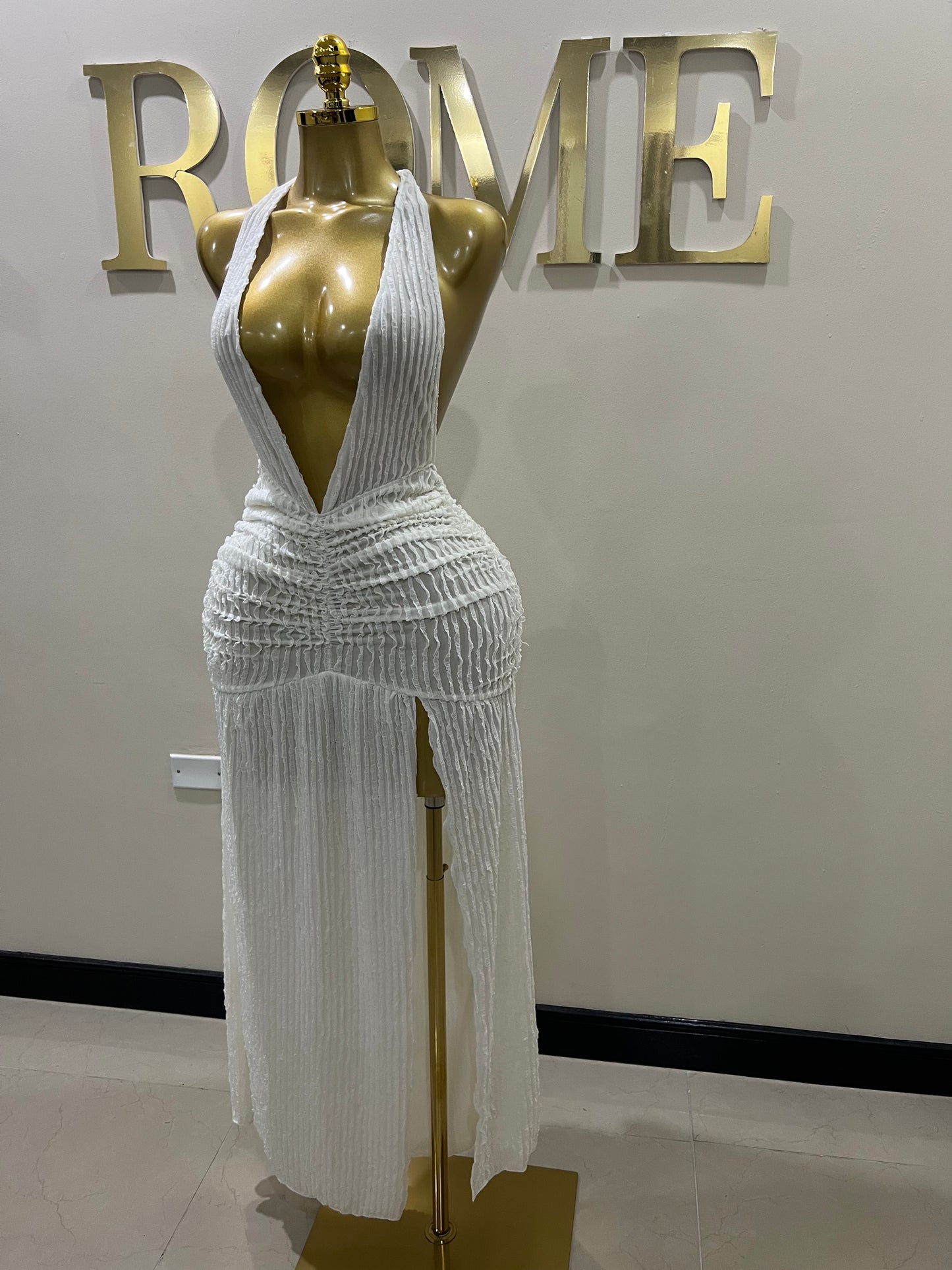 Lily Nara Halter Dress (Cream/Off-White)