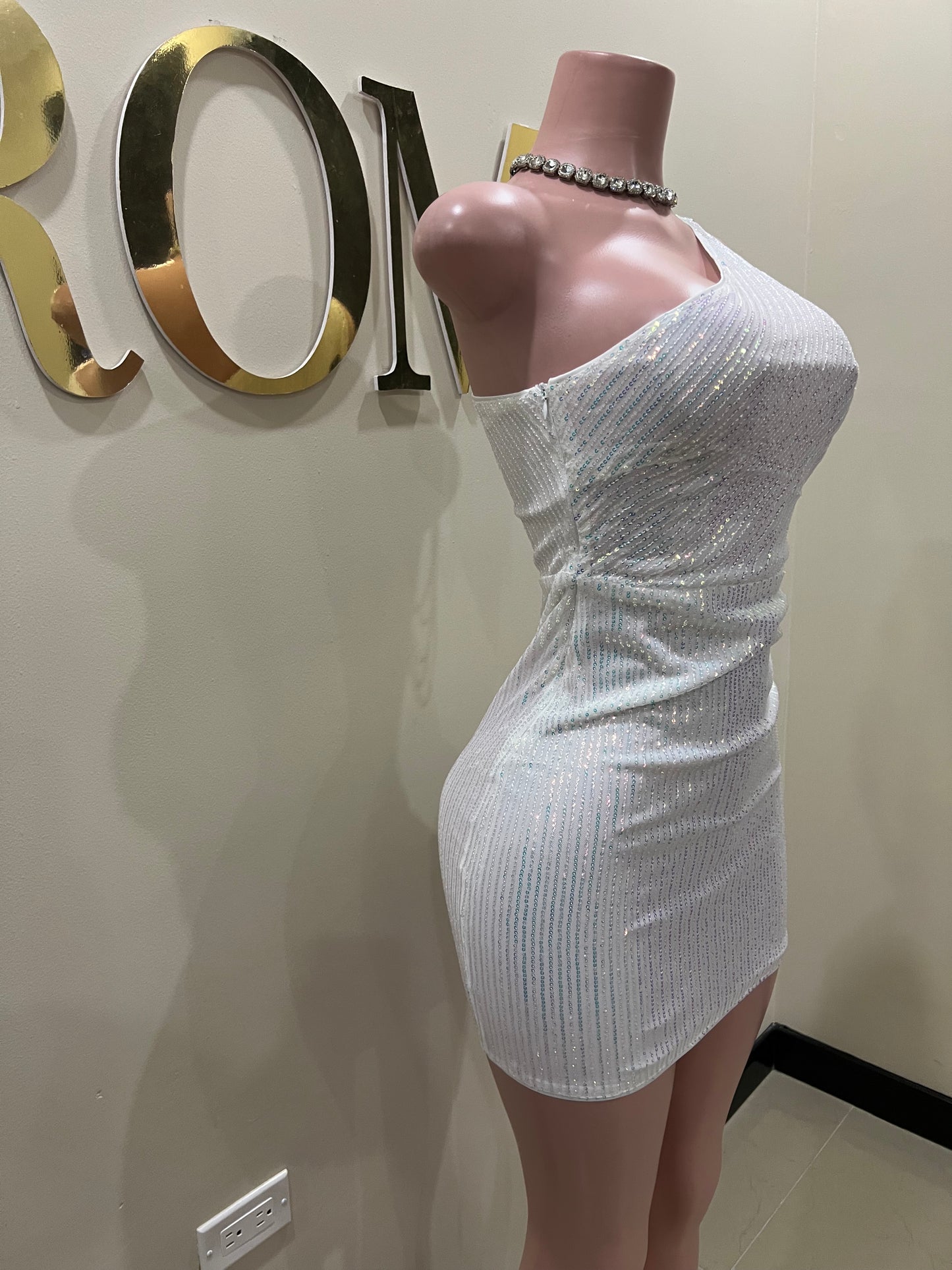 Sarah Beads Dress (White- multi colored)