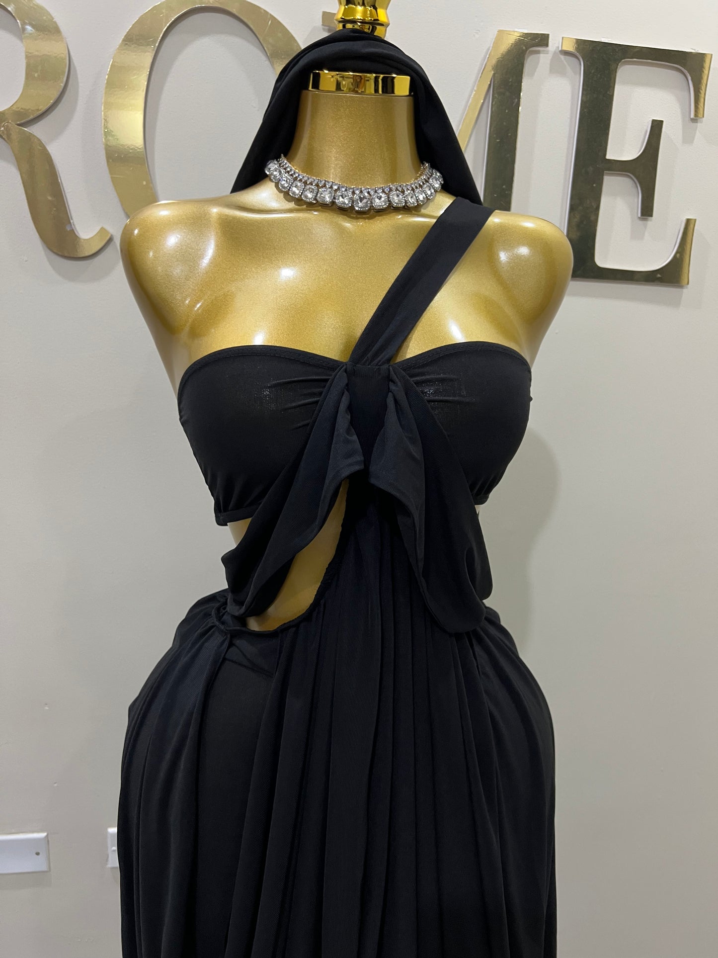 Ruby Mesh Dress with Arm Pcs (Black)