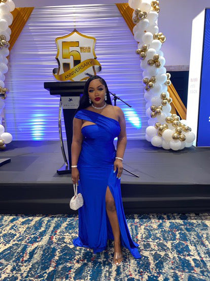 Kerry One Shoulder Dress (Blue)