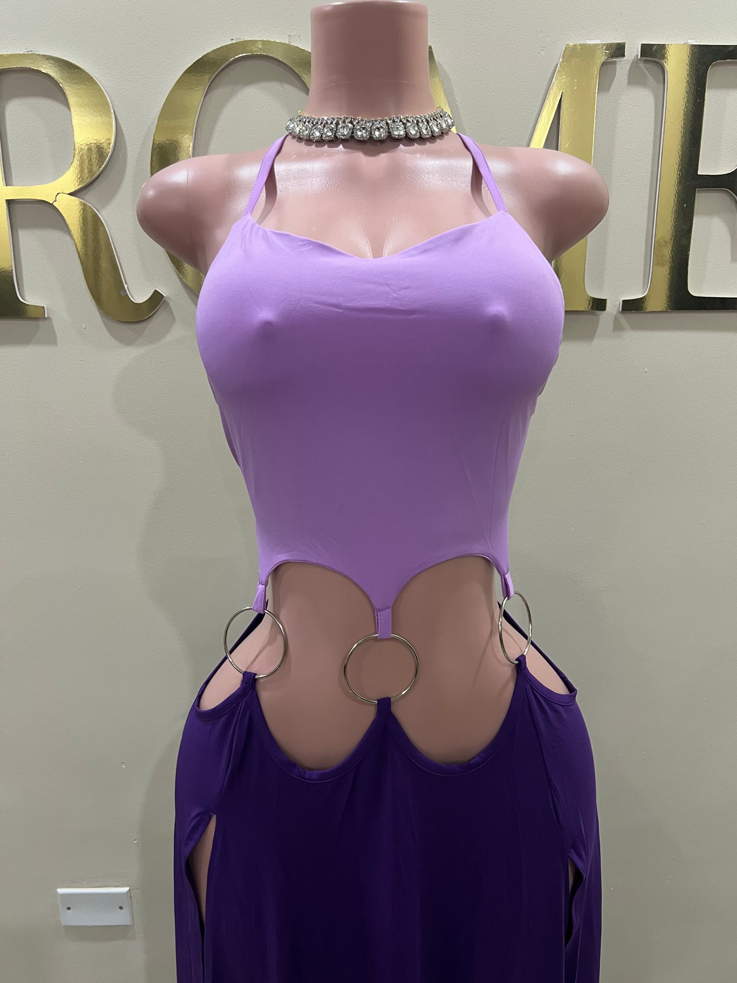 Risa Rings High Spilts Dress (Purple)