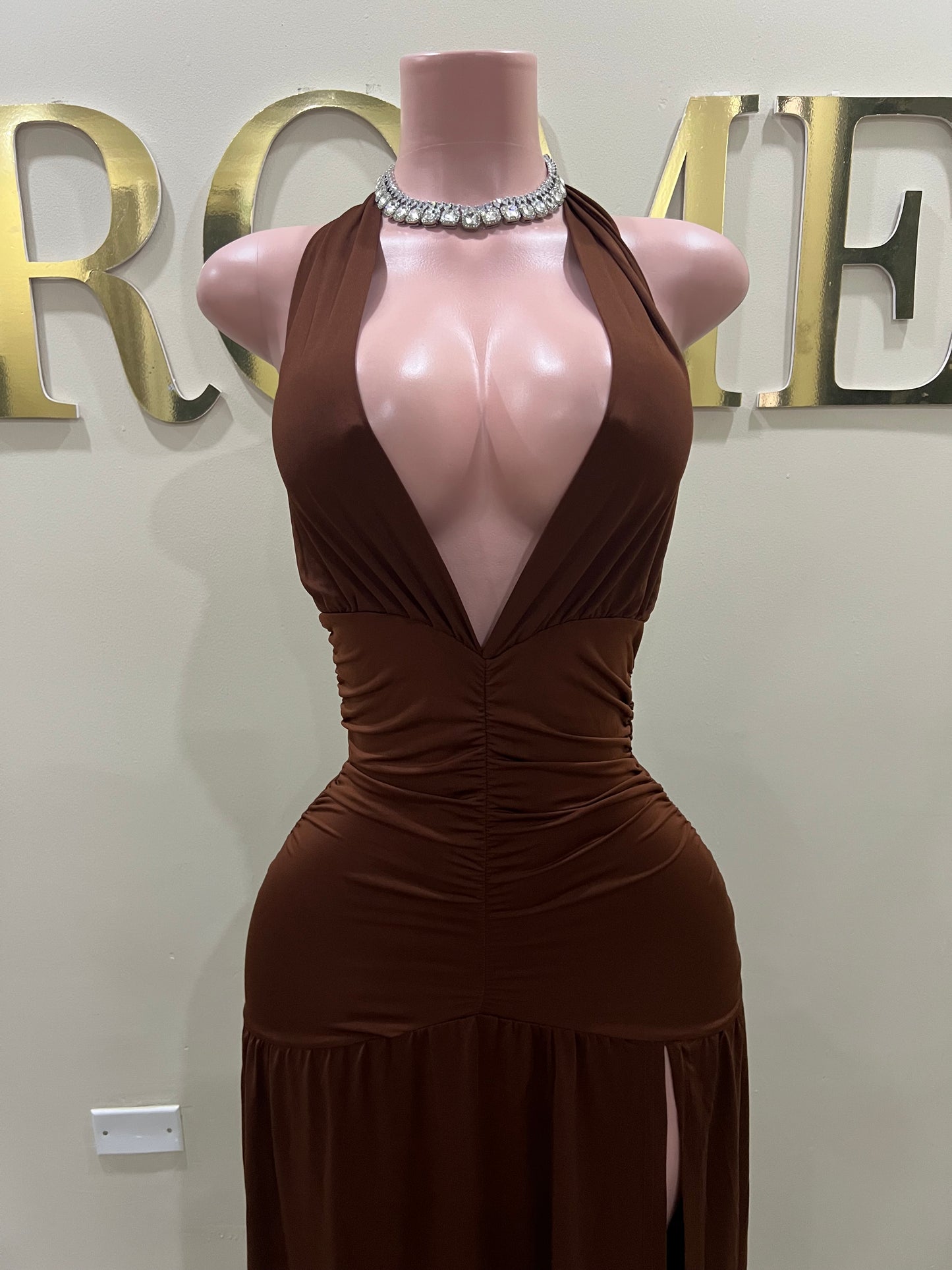 Nichelle Nara Halter Dress (Brown)