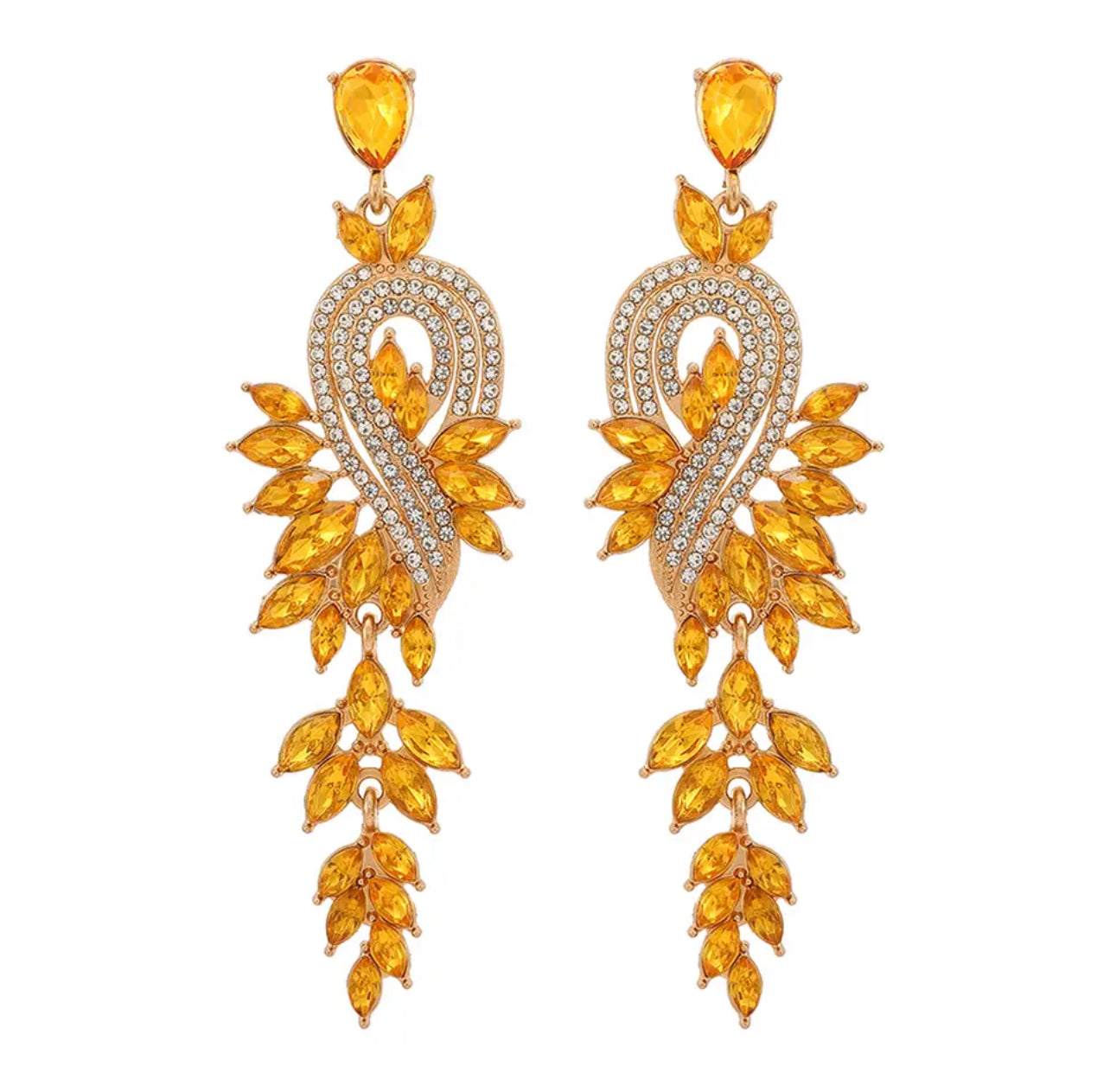 Hollywood Crystal Earrings (Yellow)