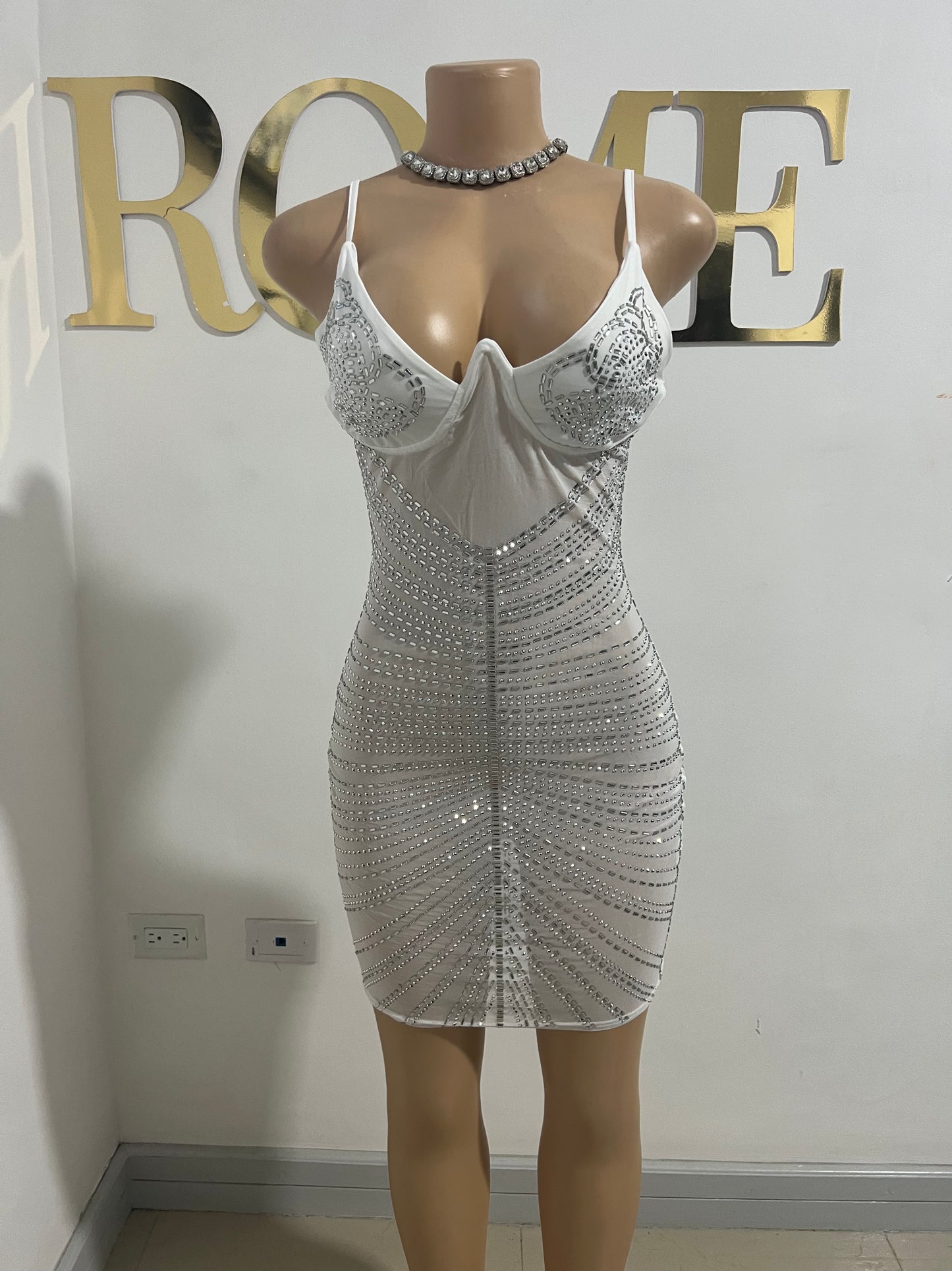 Medusa Party Mesh Dress (White)