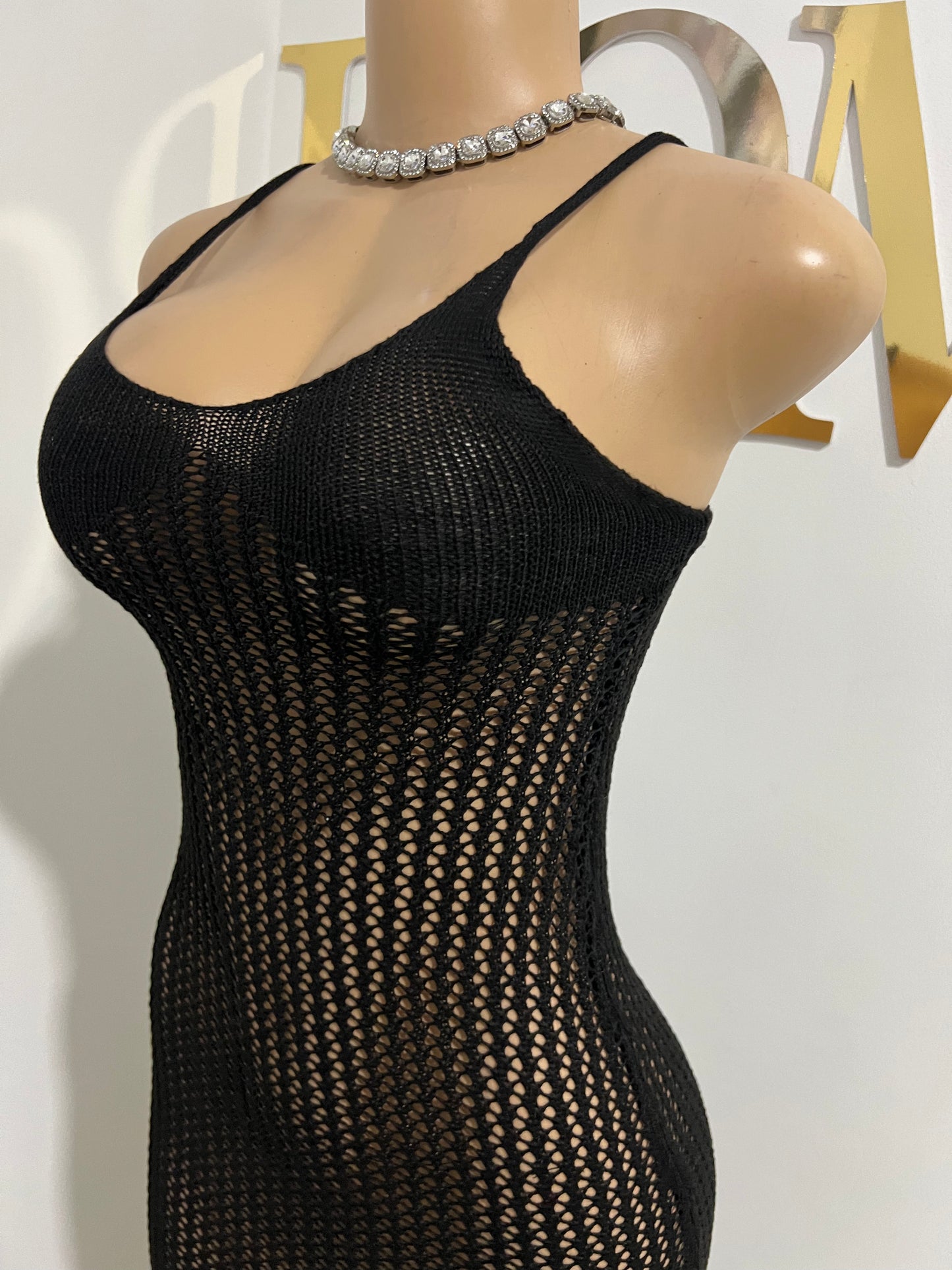 Azalea Crochet Long Dress (Black)