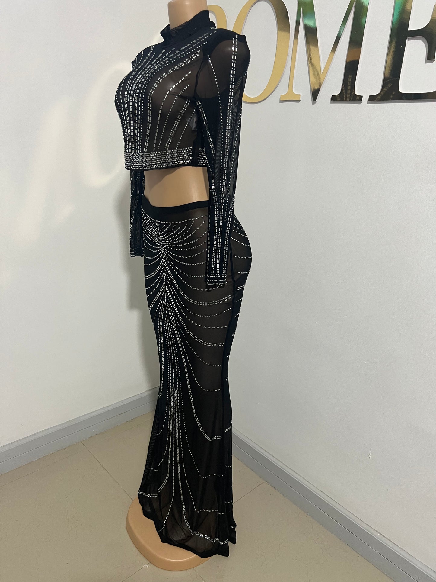 Crystal Kelly Skirt Set (Black)