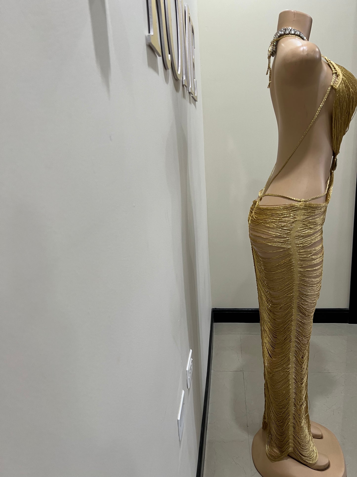 Tamale Fringe String Dress (Gold)