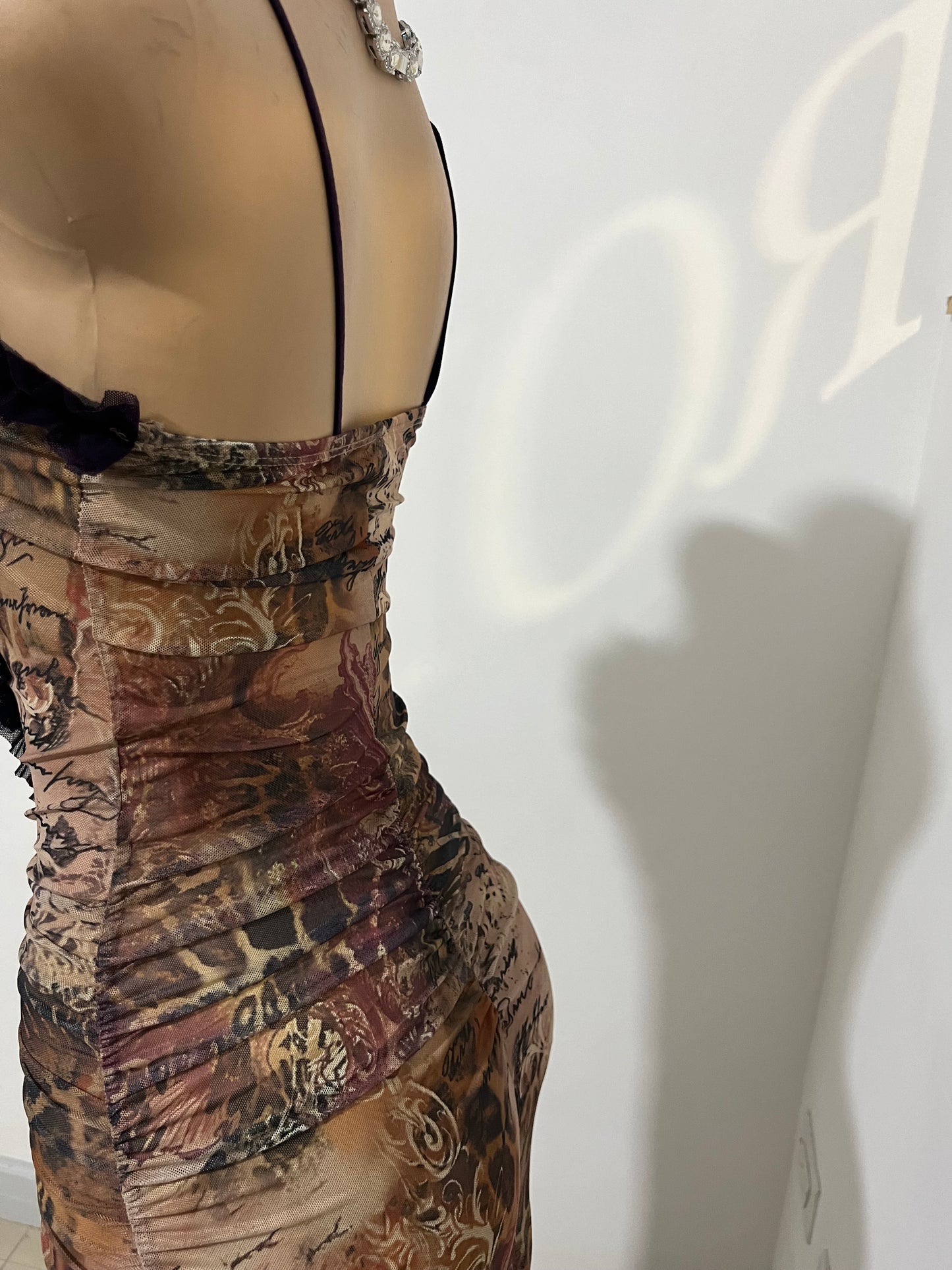 Mila Vibe Sheer Dress (Brown multi-colored)
