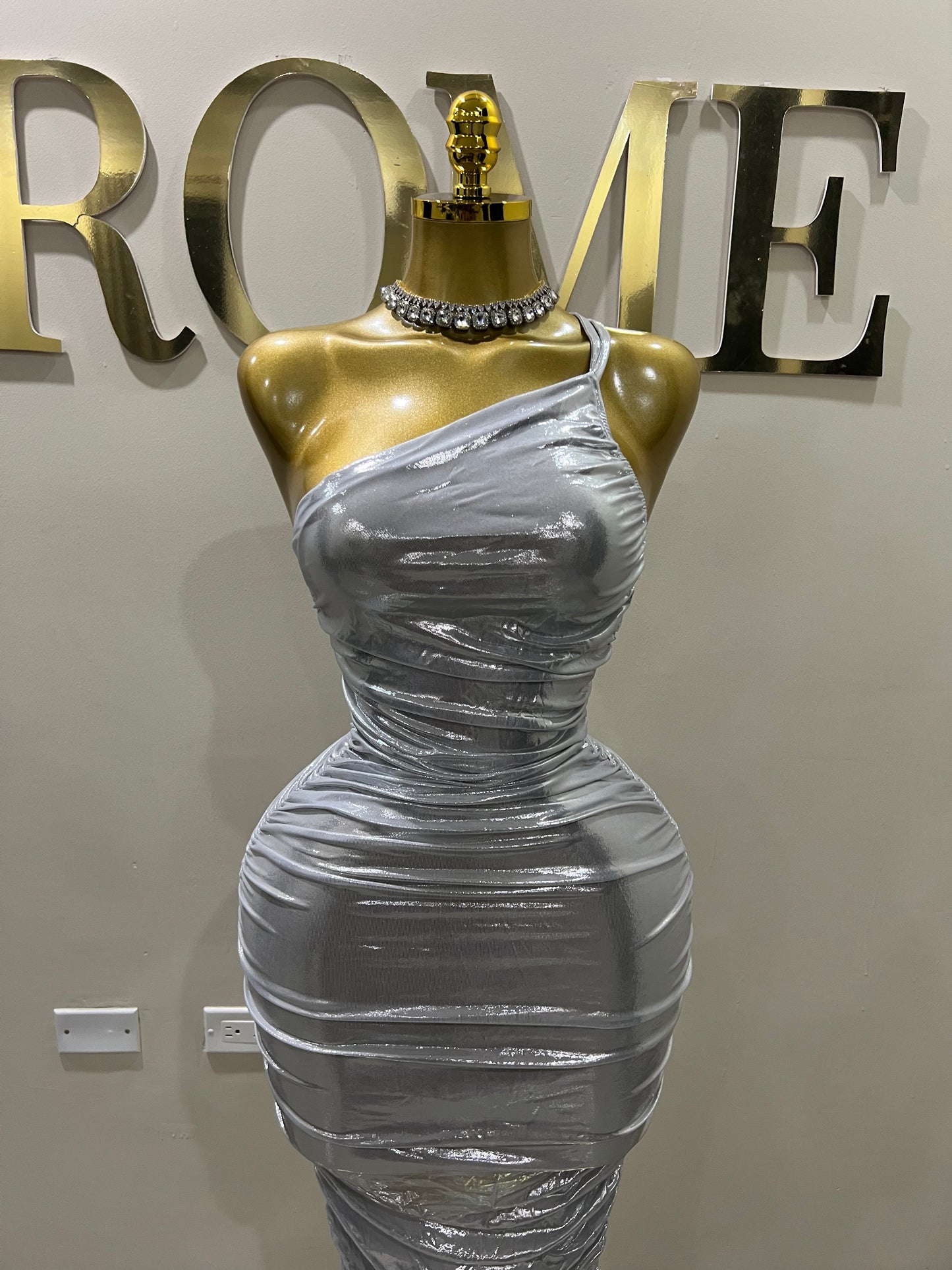 Tessa Moira Rouched Dress (Silver)