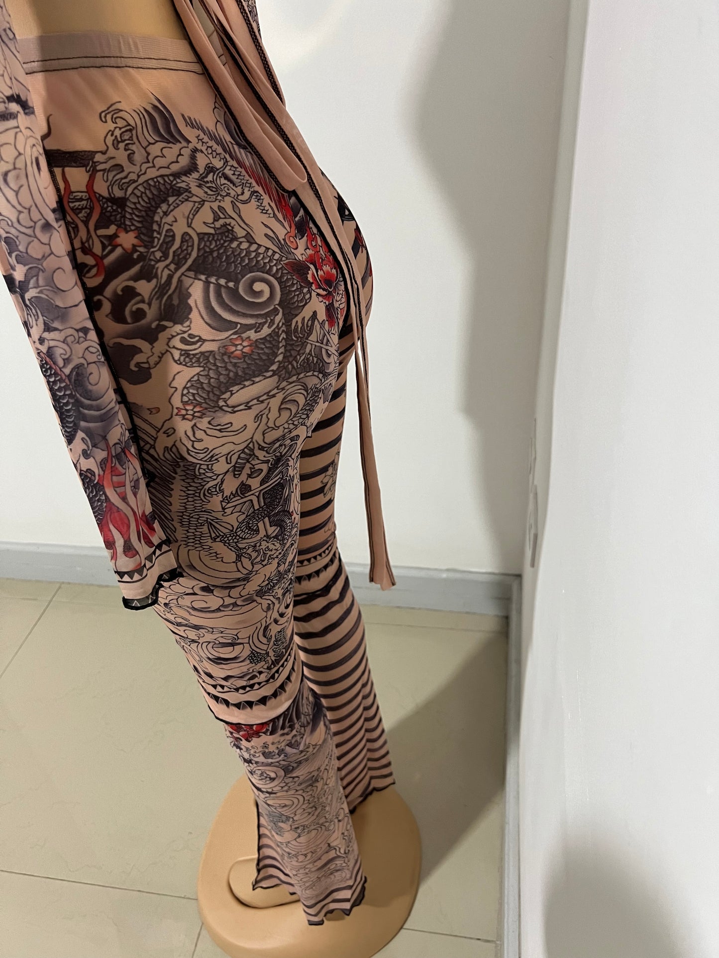 Ming 2 pcs Sheer Dragon Tights Set (Light)