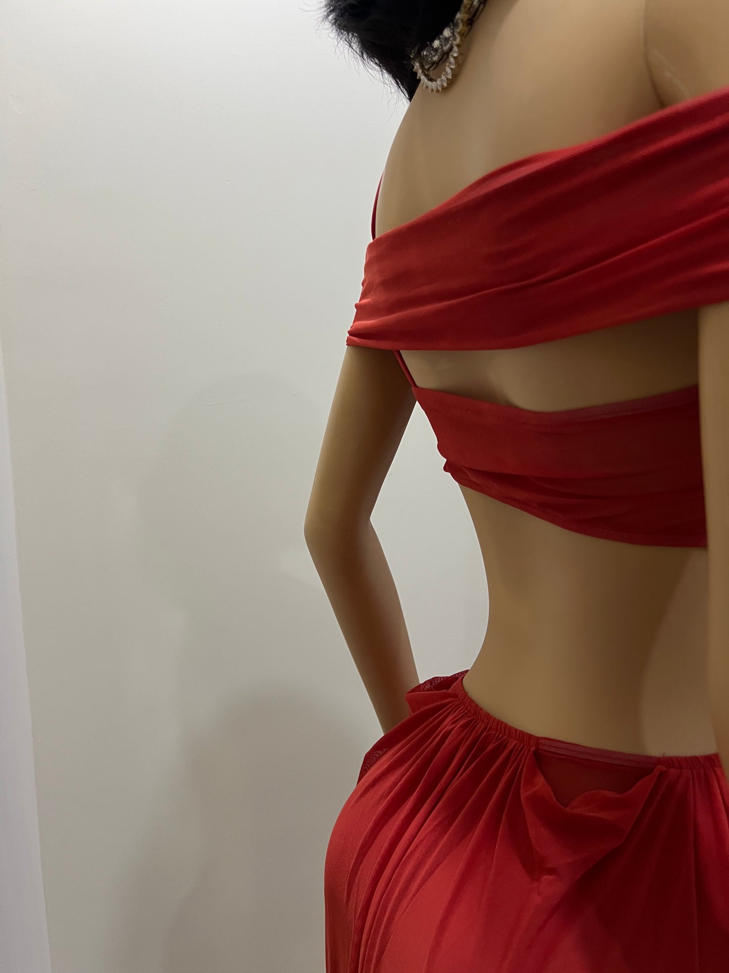 Ruby Mesh Dress (Brick Red)