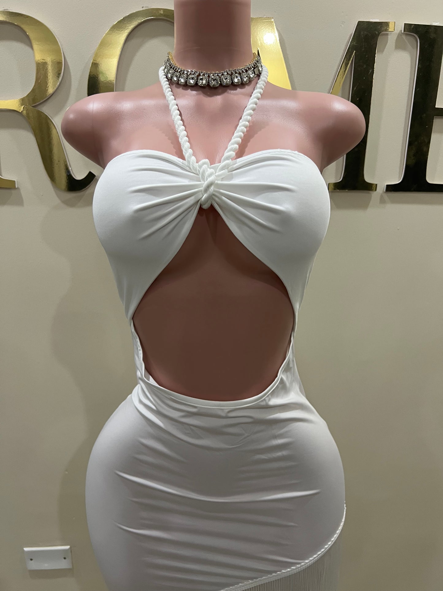 Diva Fringe Vibe Dress (White)