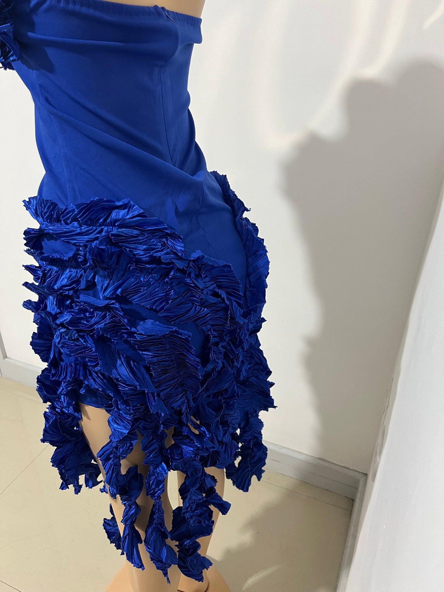 Kate Rouched Mini Dress (Blue)