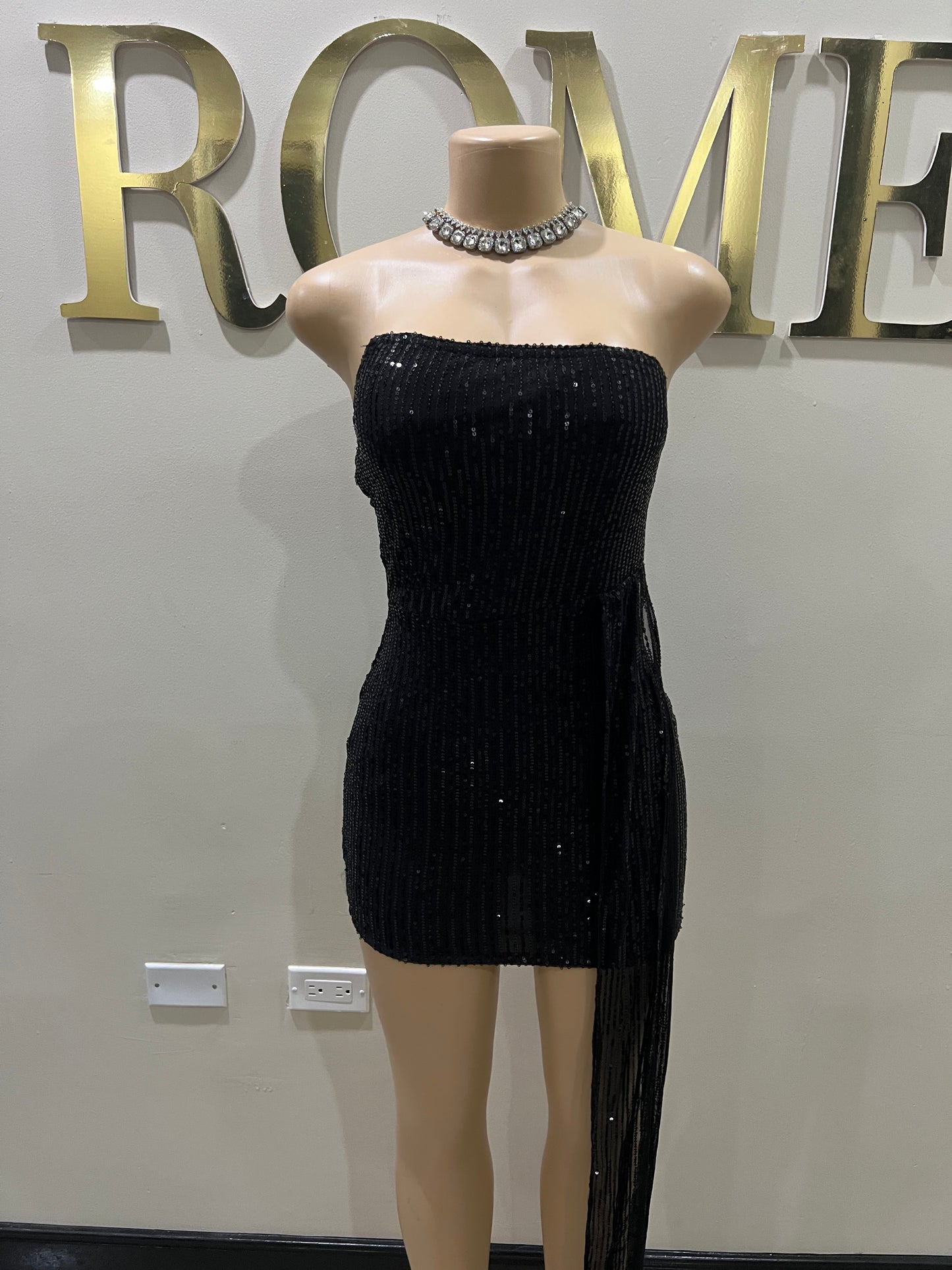 Tara Sequin Dress (Black)
