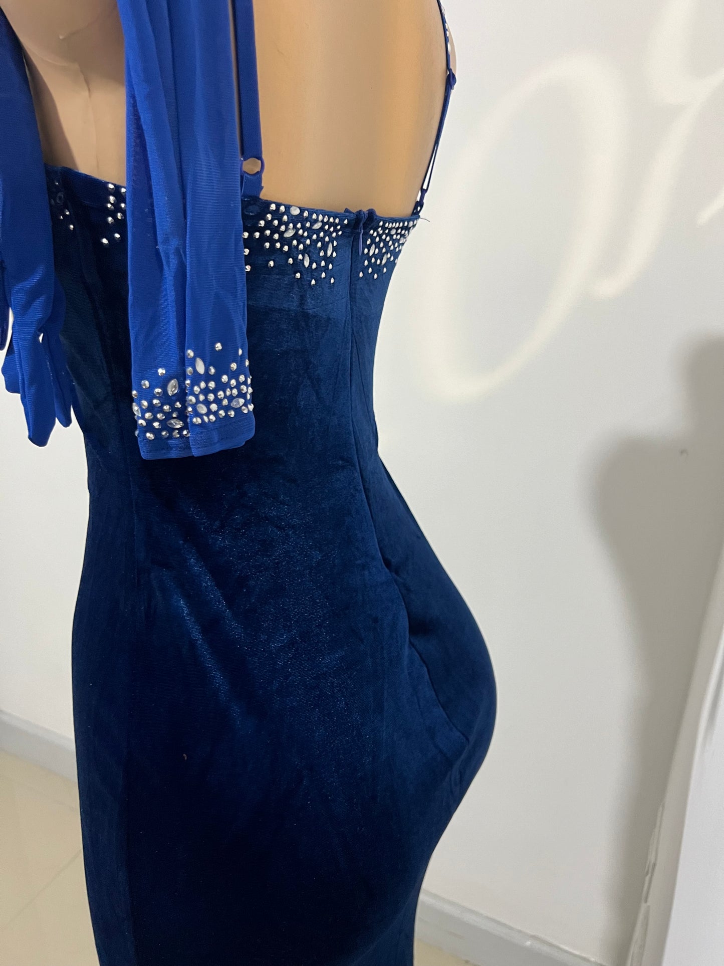 Beth Crystal Dress with Gloves (Blue)