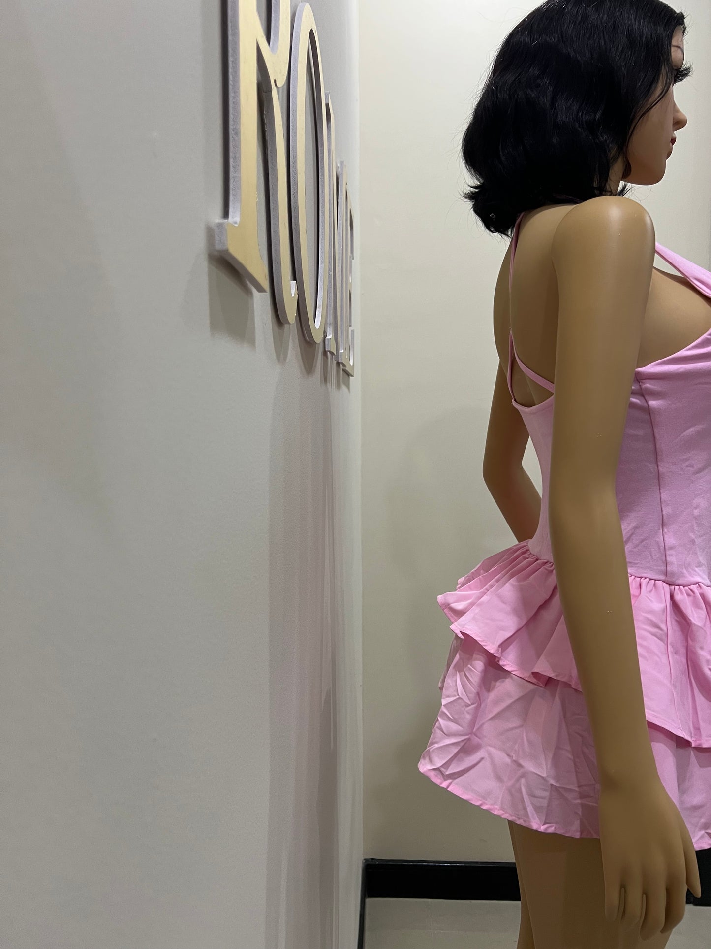 Dora Ruffle Super Mini Dress (Pink)