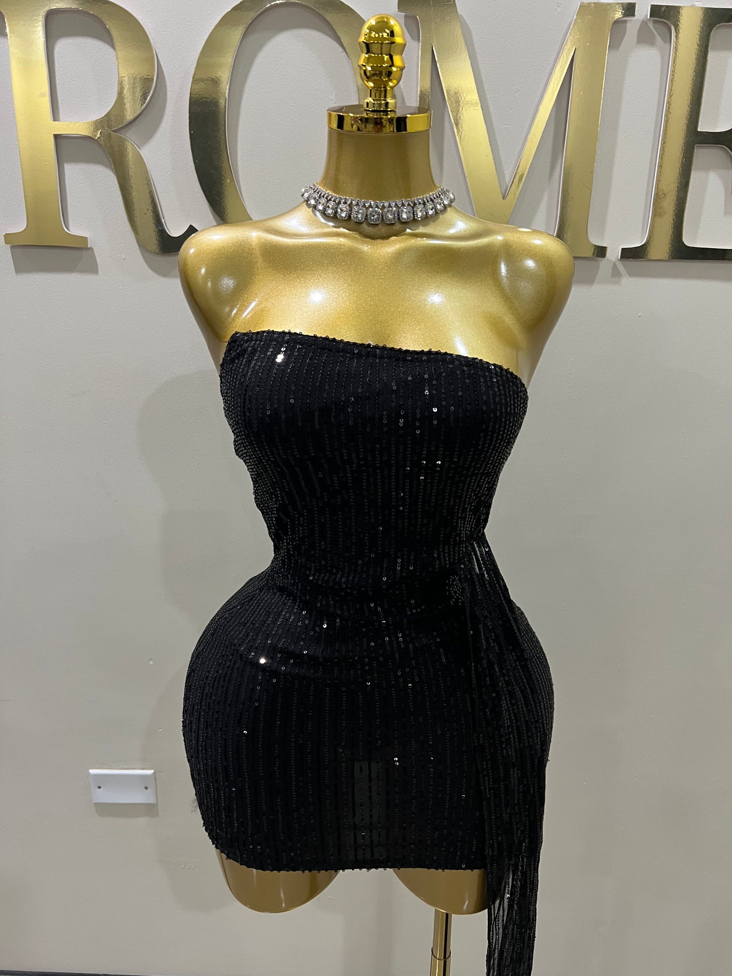Tara Sequin Dress (Black)