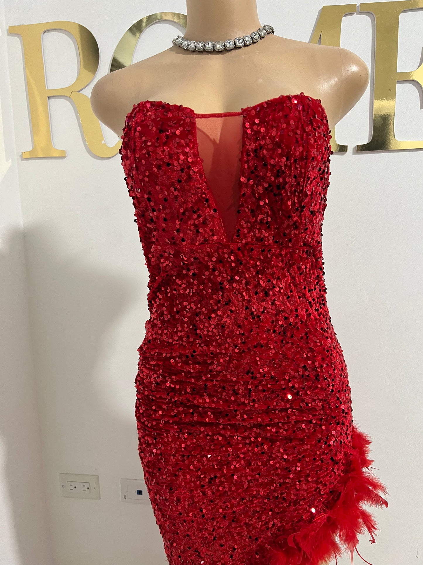 Octavia X Feather Dress (Red)