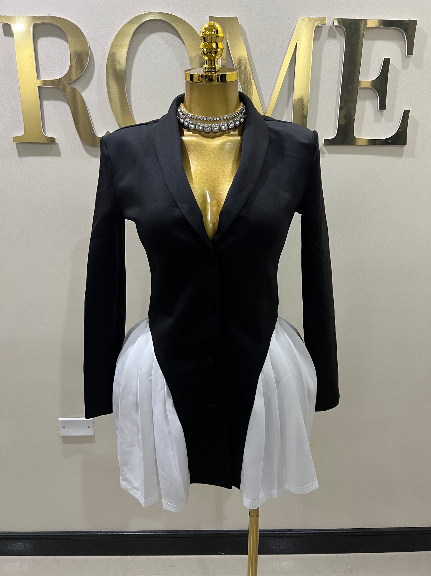 Jodie Cruella Mini Dress (Black & White)