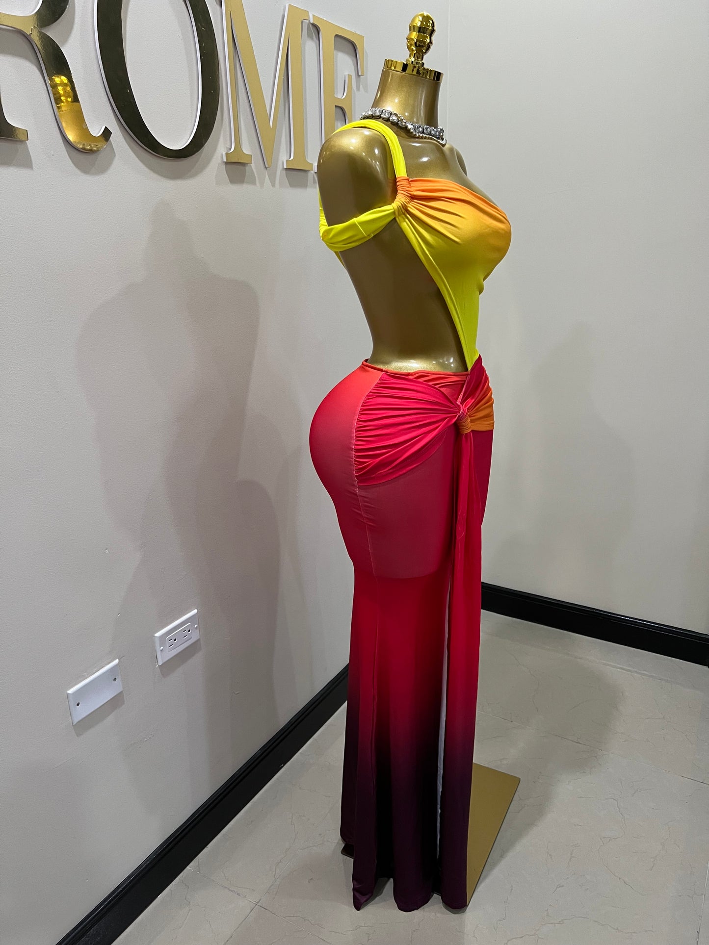 Emma Giselle Multi Dress (Red)