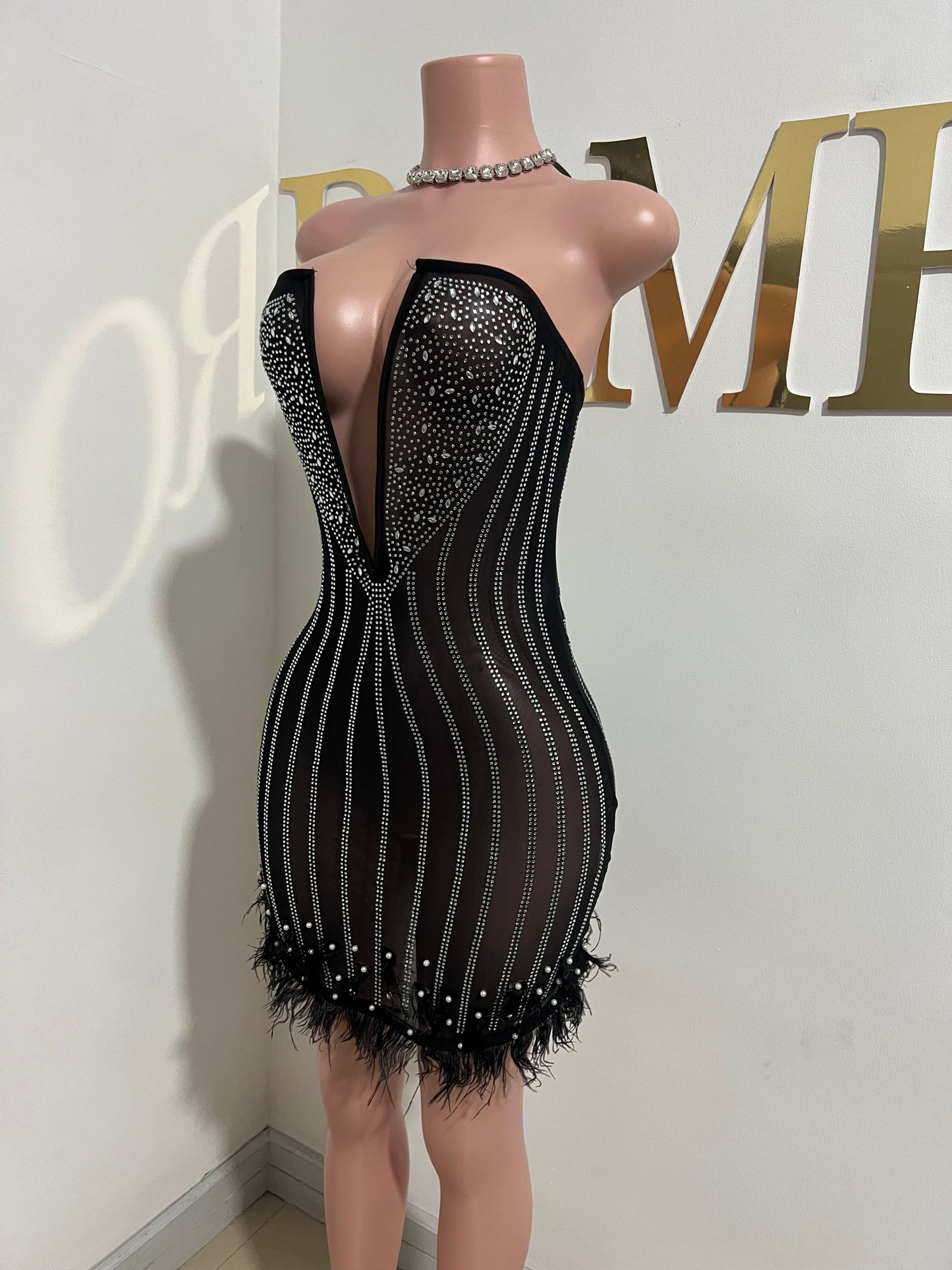 Elle Crystal Dress (Black)