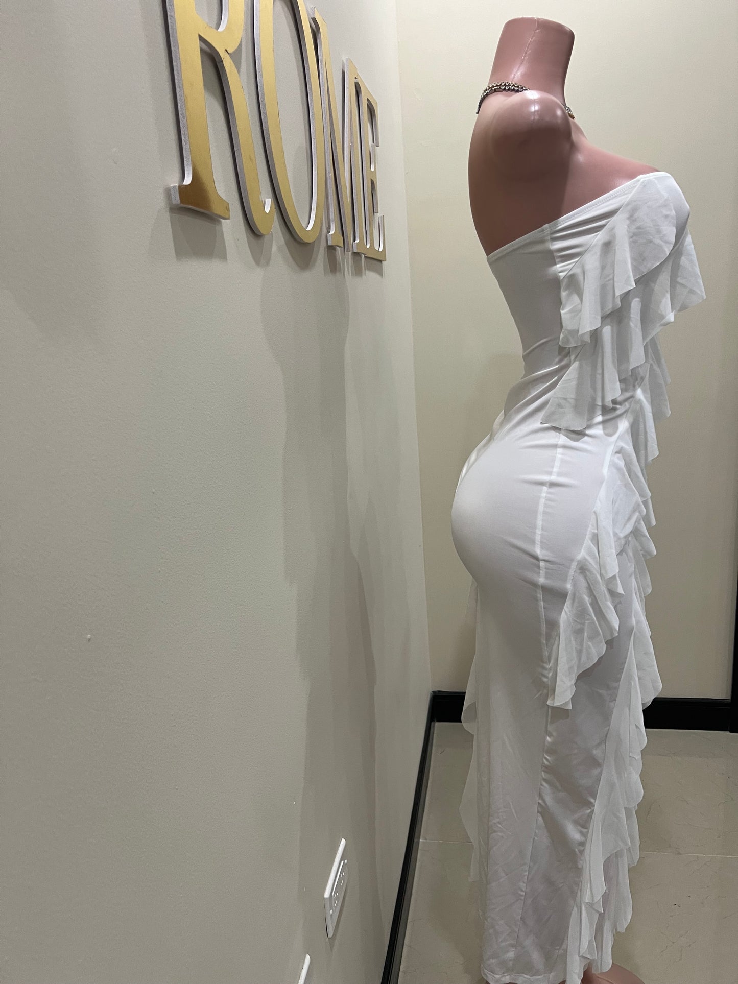 Chelsea Ruffle Dress (White)