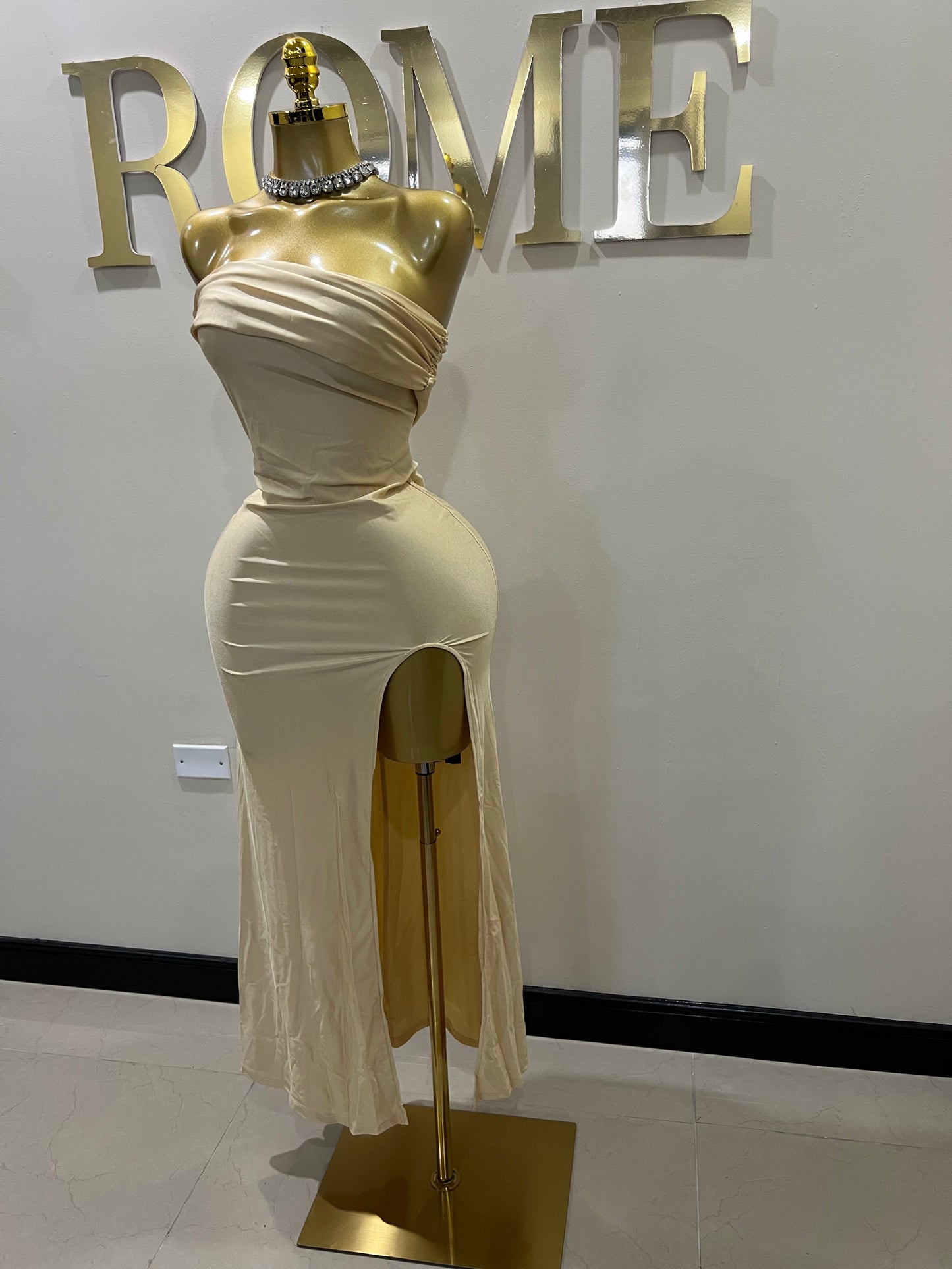 Kerry One Shoulder Dress (Soft Gold)