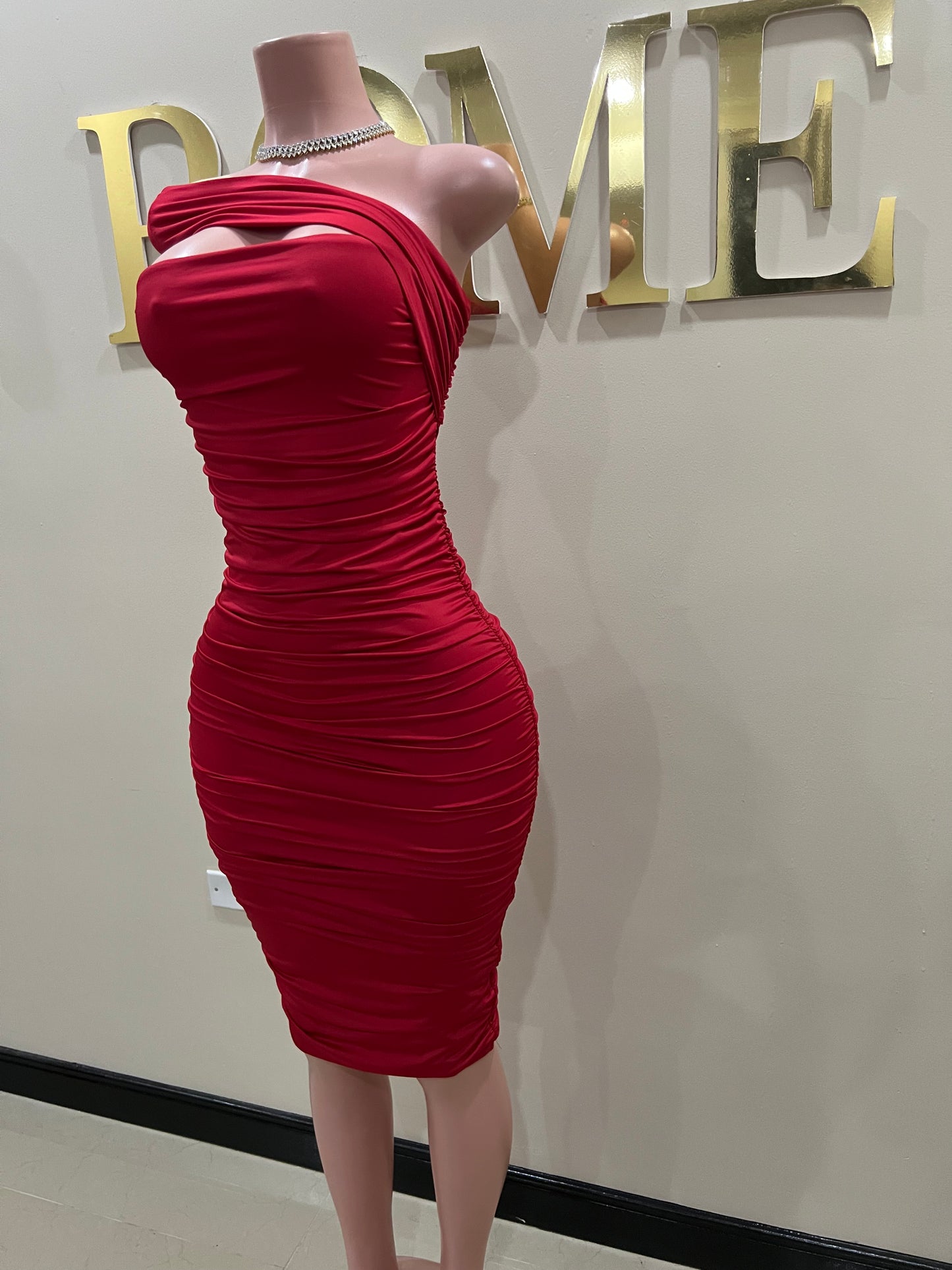 Porsha Off Shoulder Dress (Red)