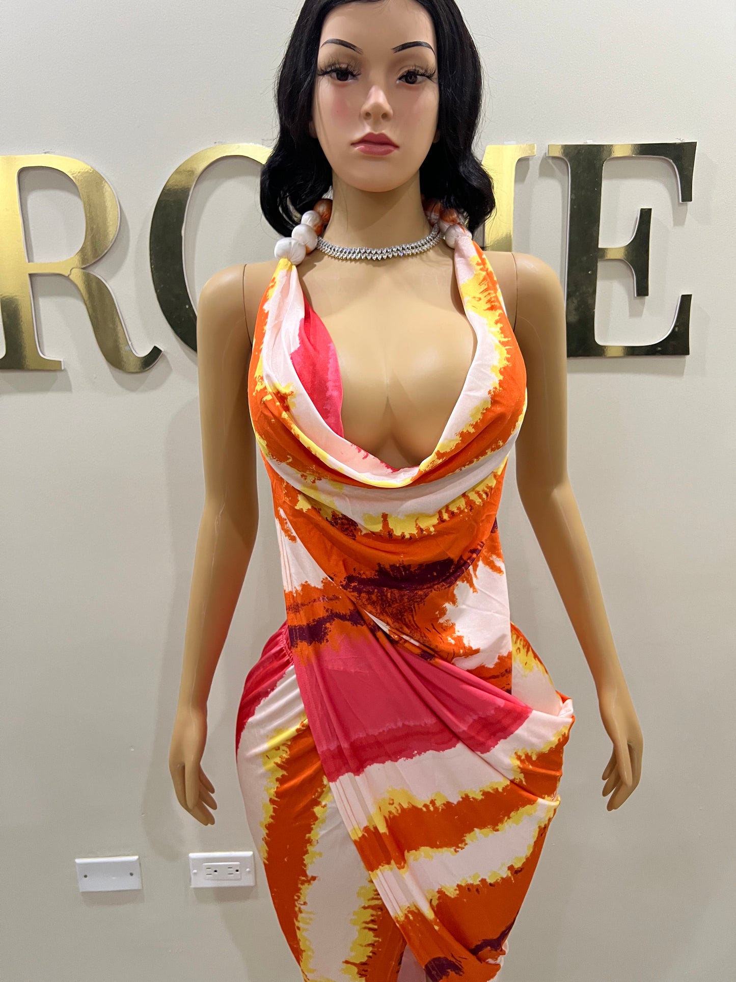 Lucia Wrap Dress (Orange)