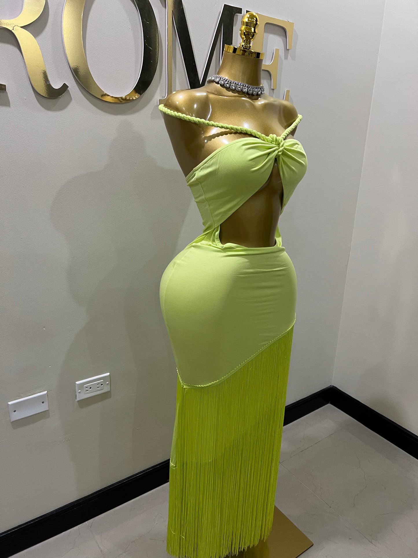 Diva Fringe Vibe Dress (Green)
