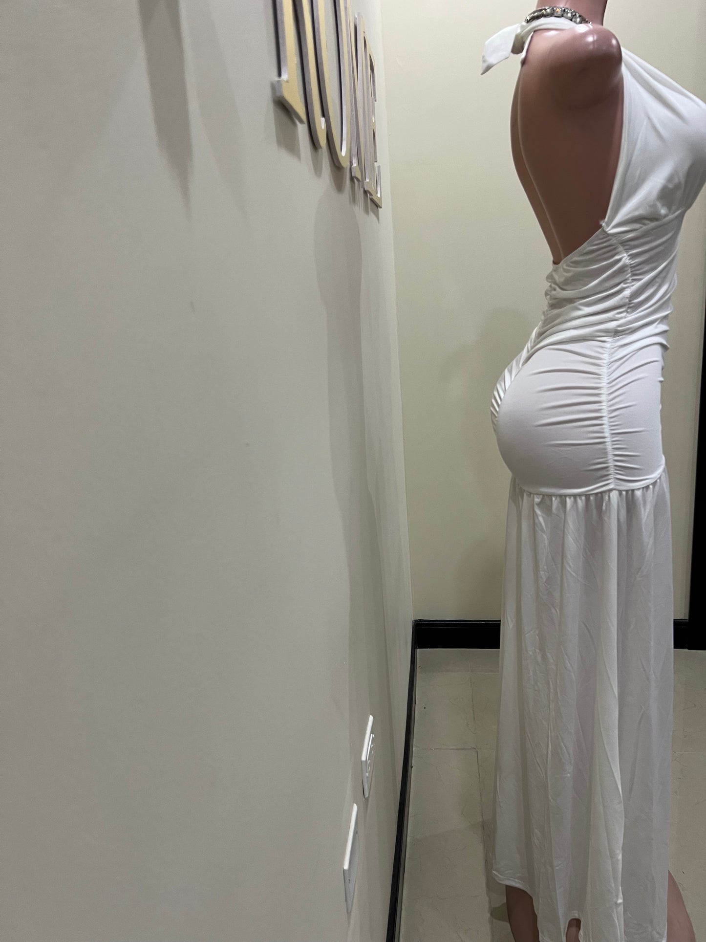 Nichelle Nara Halter Dress (White)