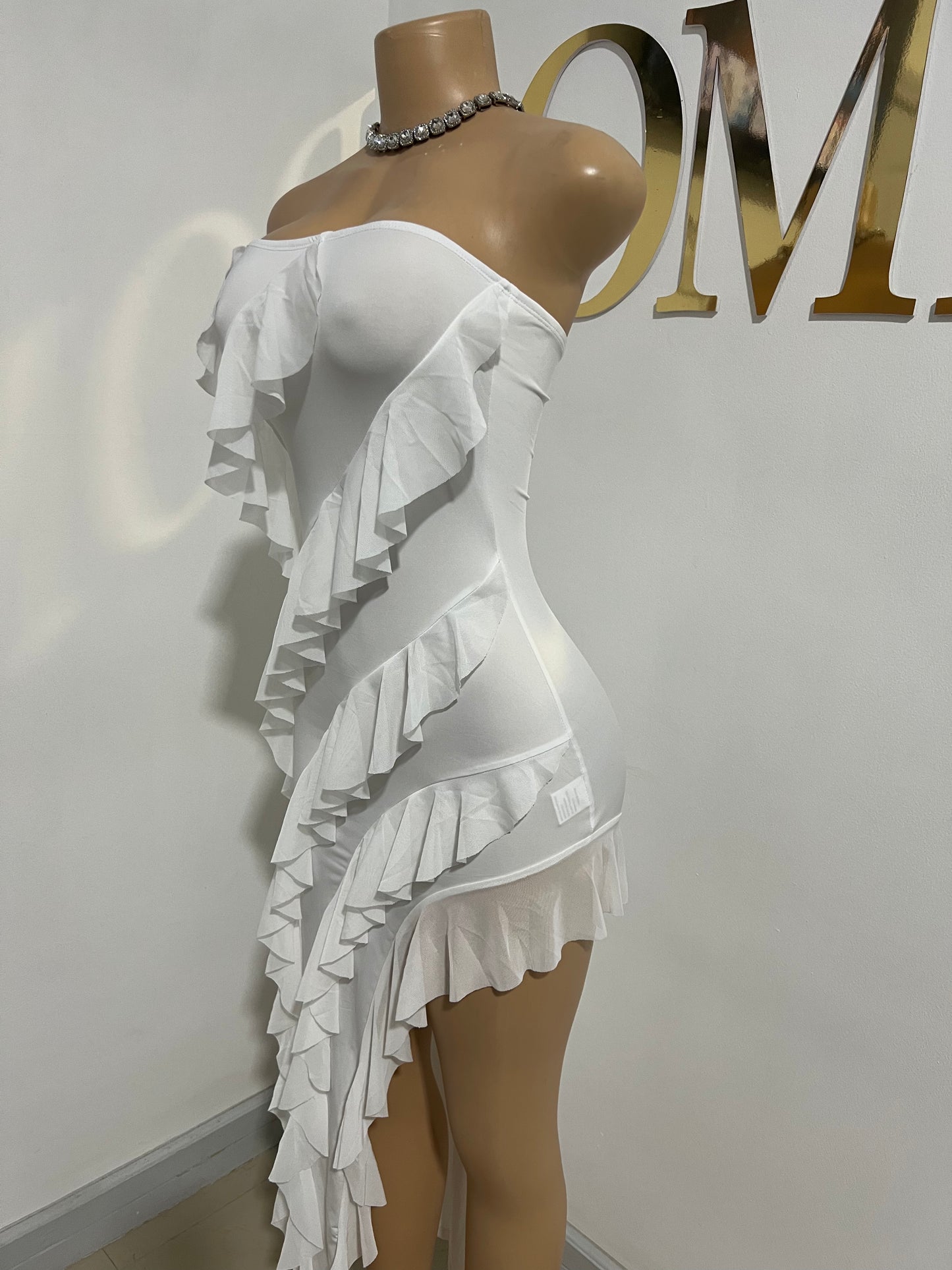 Chelsea Ruffle Dress (White)