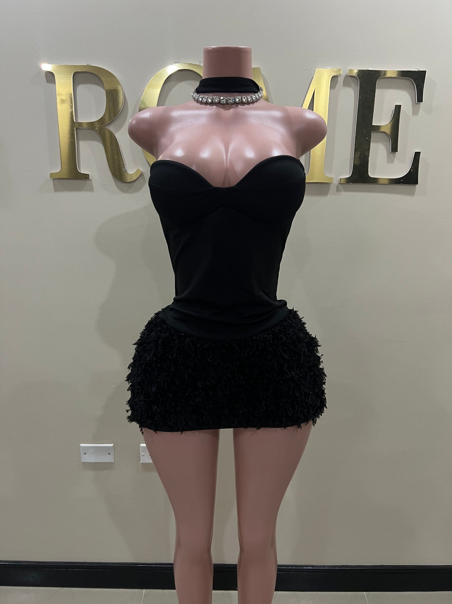 Cindy Fur Dress (Black)