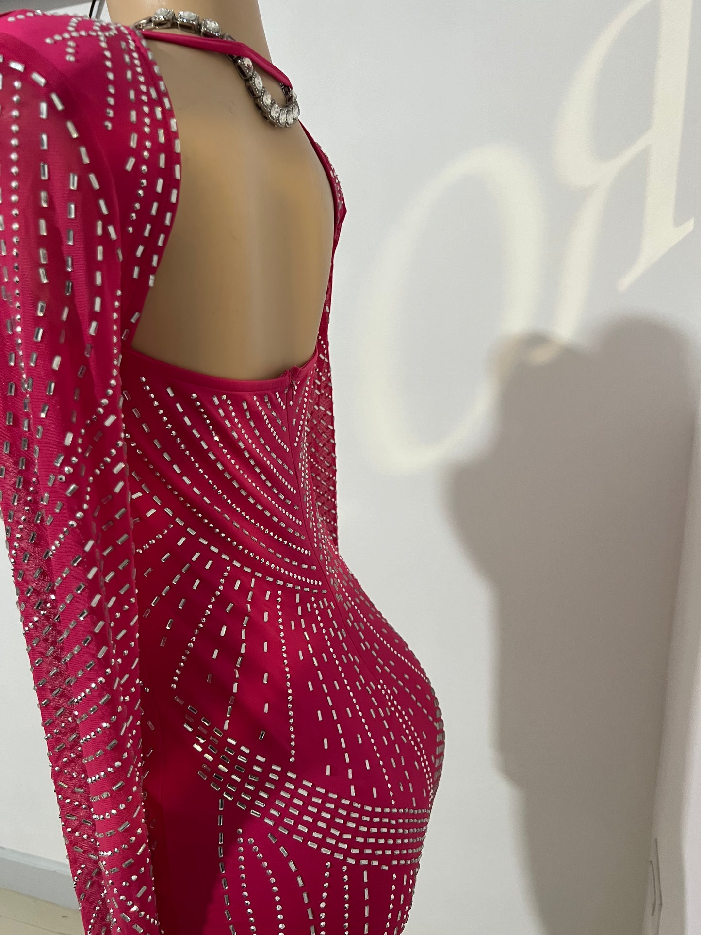 Helix Medusa Crystal Dress (Bright-Pink)