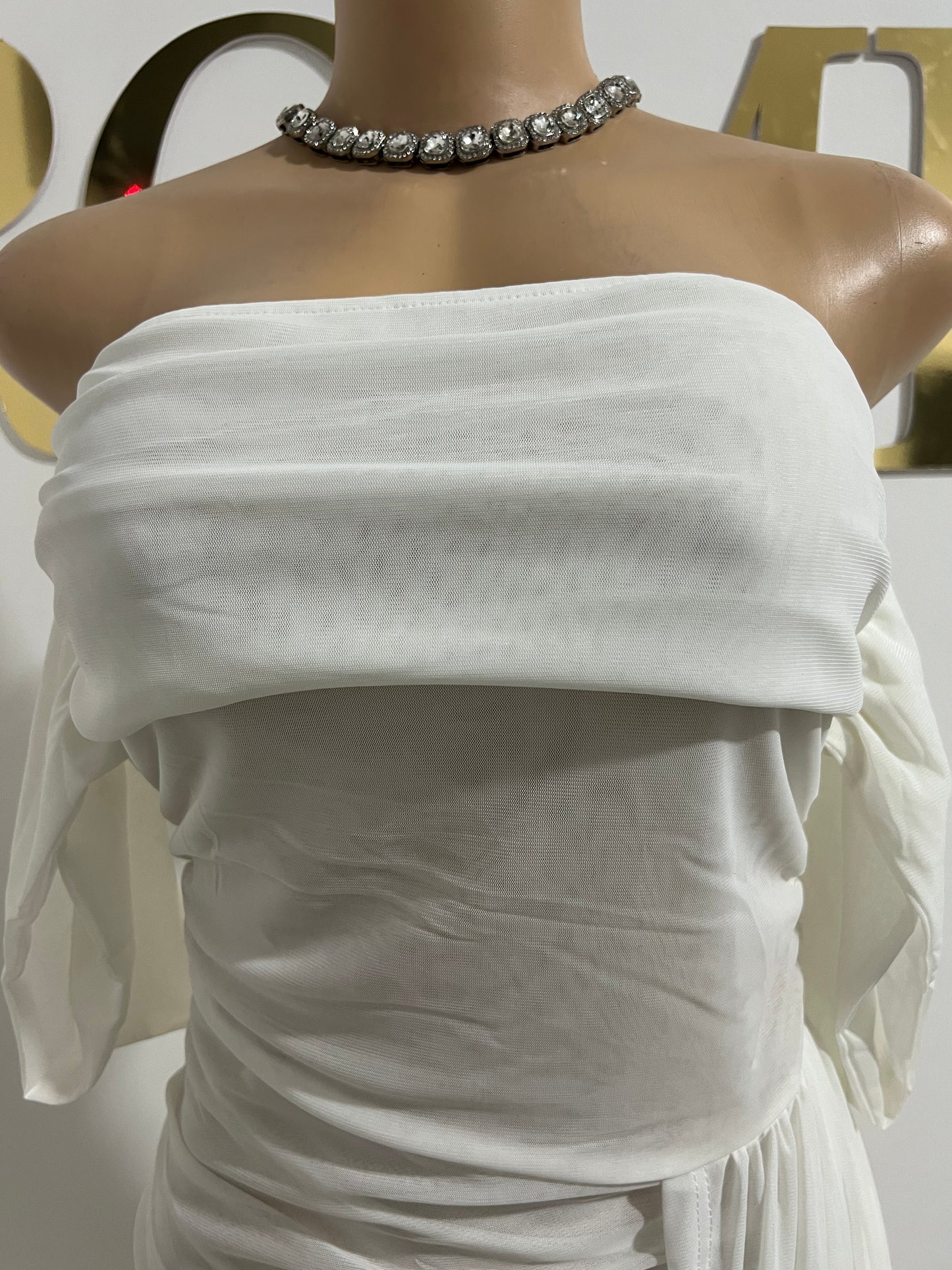 Porsha Allegra Mesh Dress (White)