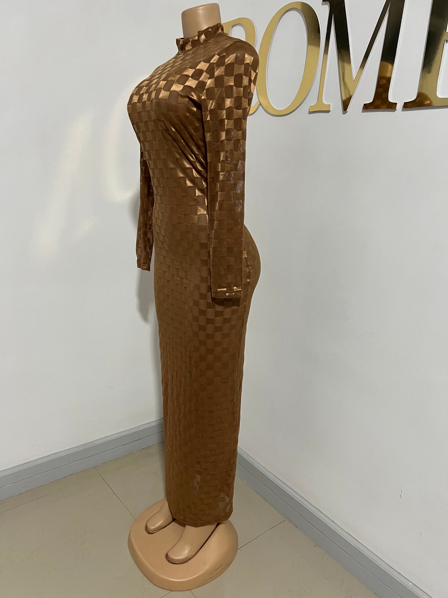 Nia Long Mesh Dress (Brown)